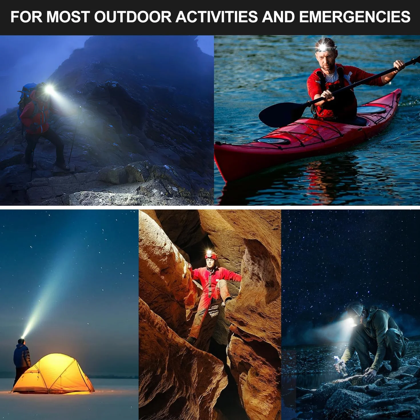 Linterna Frontal LED Recargable 90000 lúmenes 9000mAh 5 Modos 90° Ajustable para Camping y Pesca