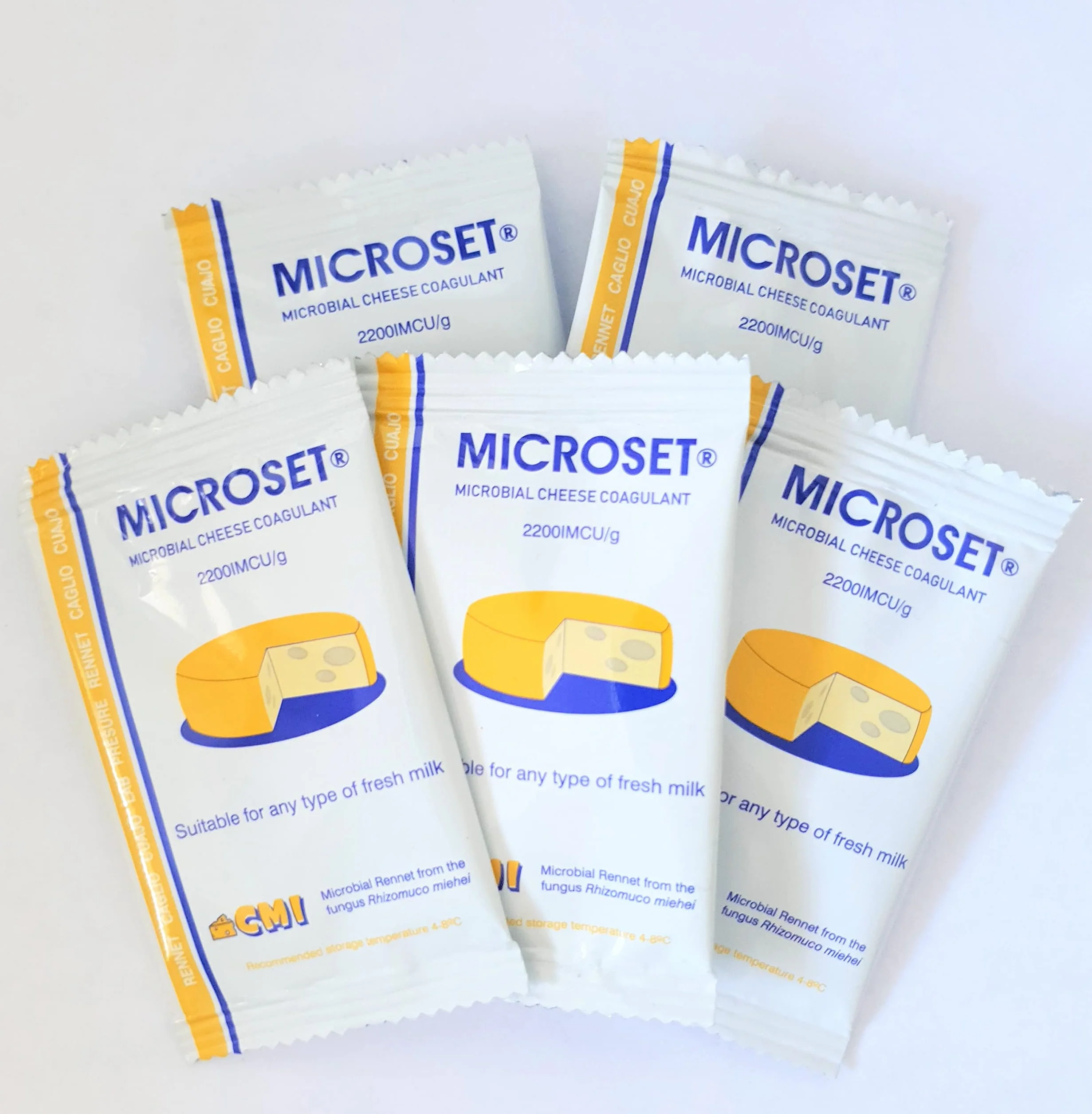 Microbial Cuajo Mix Queso Coagulante Microset 5g Sachet para 50 litros f Leche | Cuajo Caglio Presüre Lab (5, 5g)