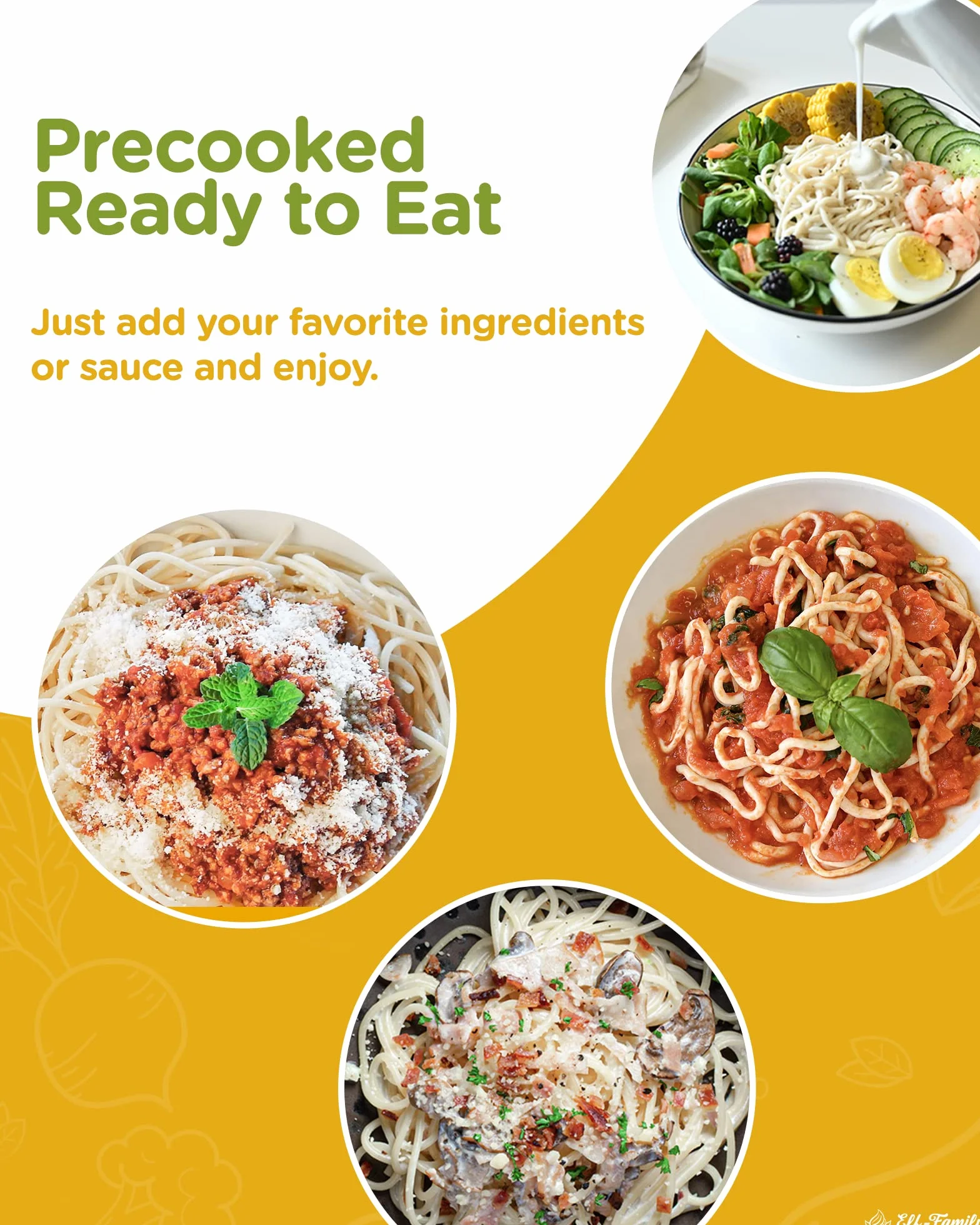 Elf-family [Nuevo] Pasta Konjac Keto de Tailandia Bajo en calorías/Bajo en carbohidratos/Vegano/Sin gluten Fideos Konjac Noodles Shirataki Oat Fibre/Sin azúcar - Spaghetti, 240g x 6 cajas(12 paquetes)