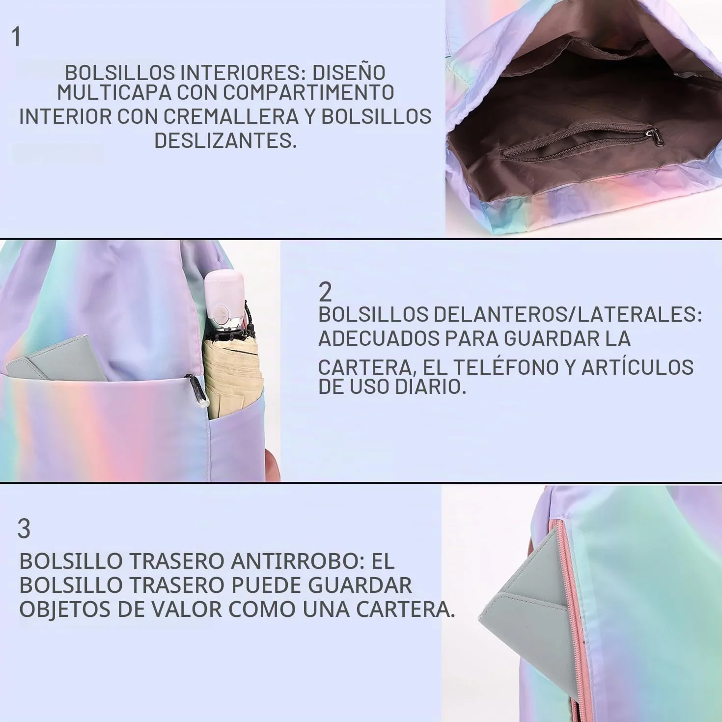 Mochila de Cuerdas Impermeable Gran Capacidad para Deporte, Gimnasio, Natación y Viajes