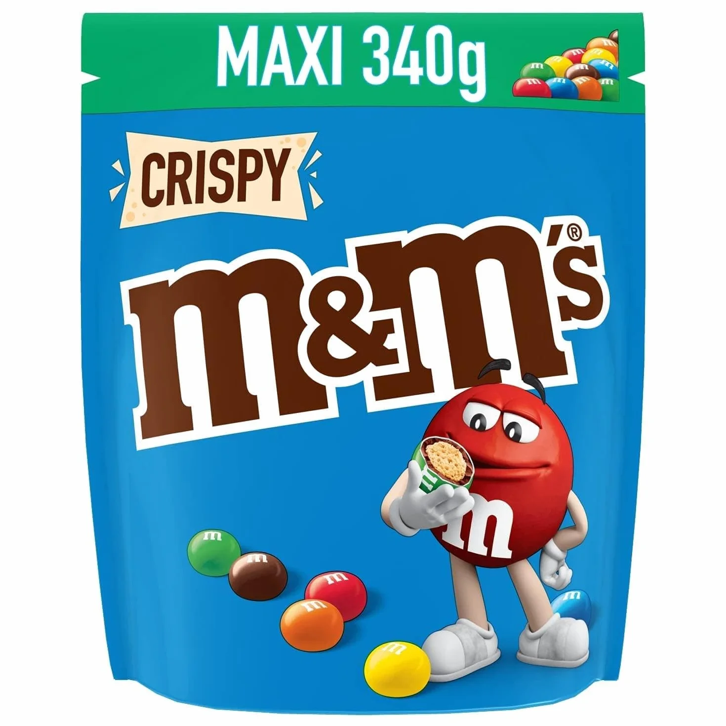 M&M's Crispy Snack en Bolitas de Colores de chocolate crujiente con arroz hinchado, regalo chocolatina (340g)