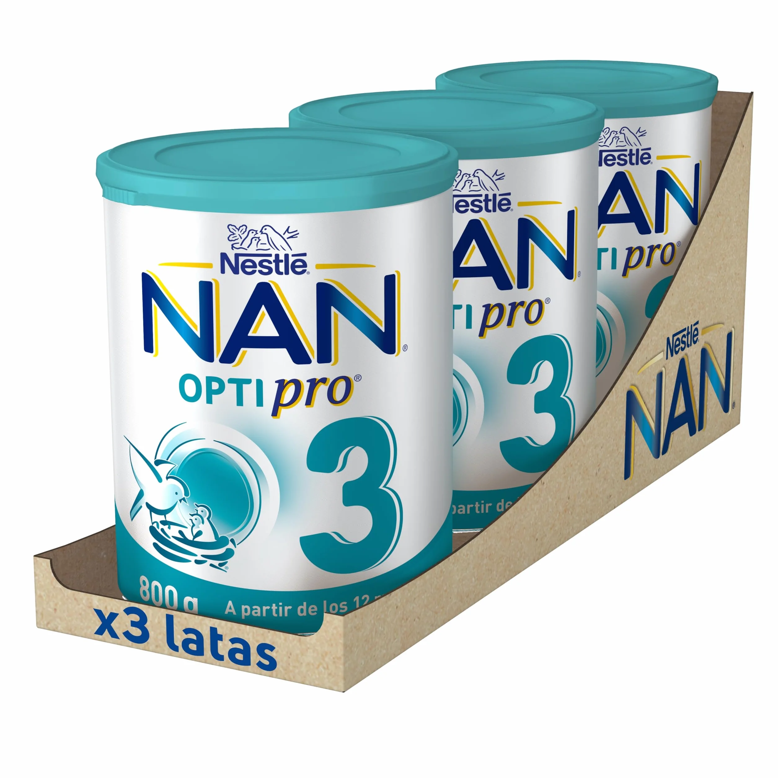 Nestlé NAN OPTIPRO 3 Leche de crecimiento en polvo, 3x800g