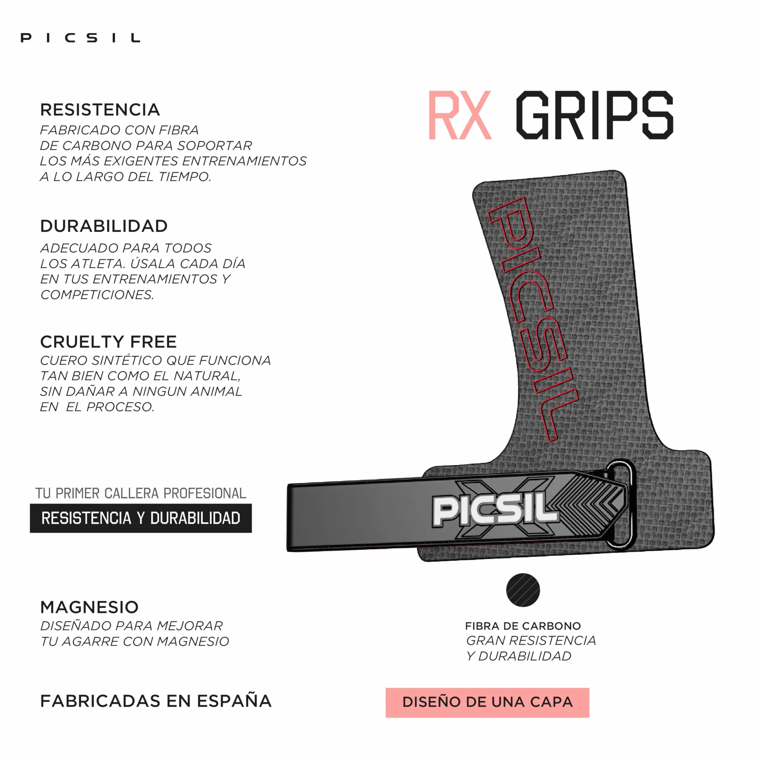 PICSIL Calleras RX Material de Fibra de Carbono Agarre en Todas Superficies