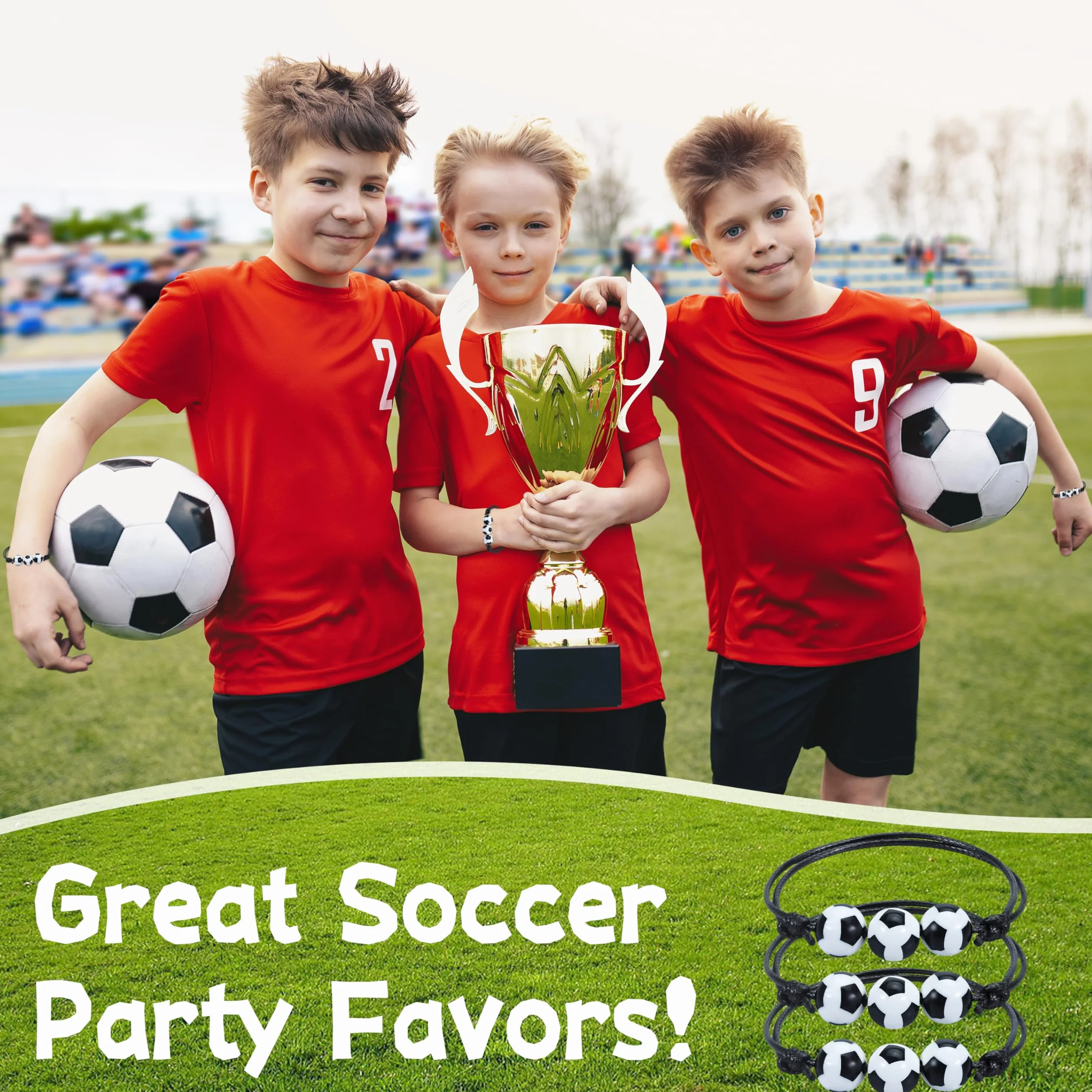 Pulseras de Fútbol Ajustables Trenzadas a Mano para Niñas Niños