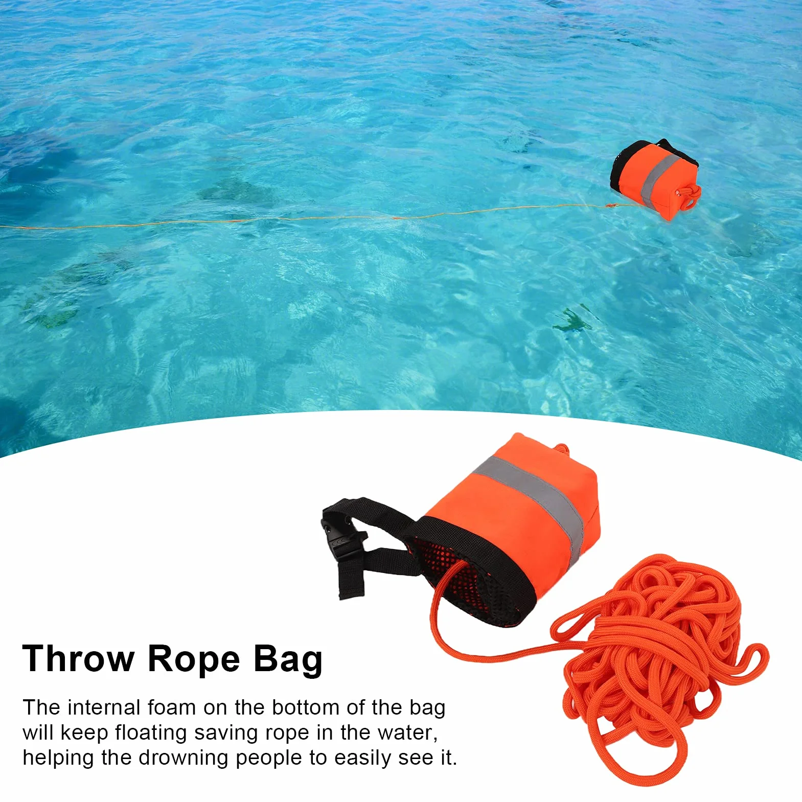 SOONHUA Bolsa de rescate de agua flotante con cuerdas reflectantes para kayak y rafting