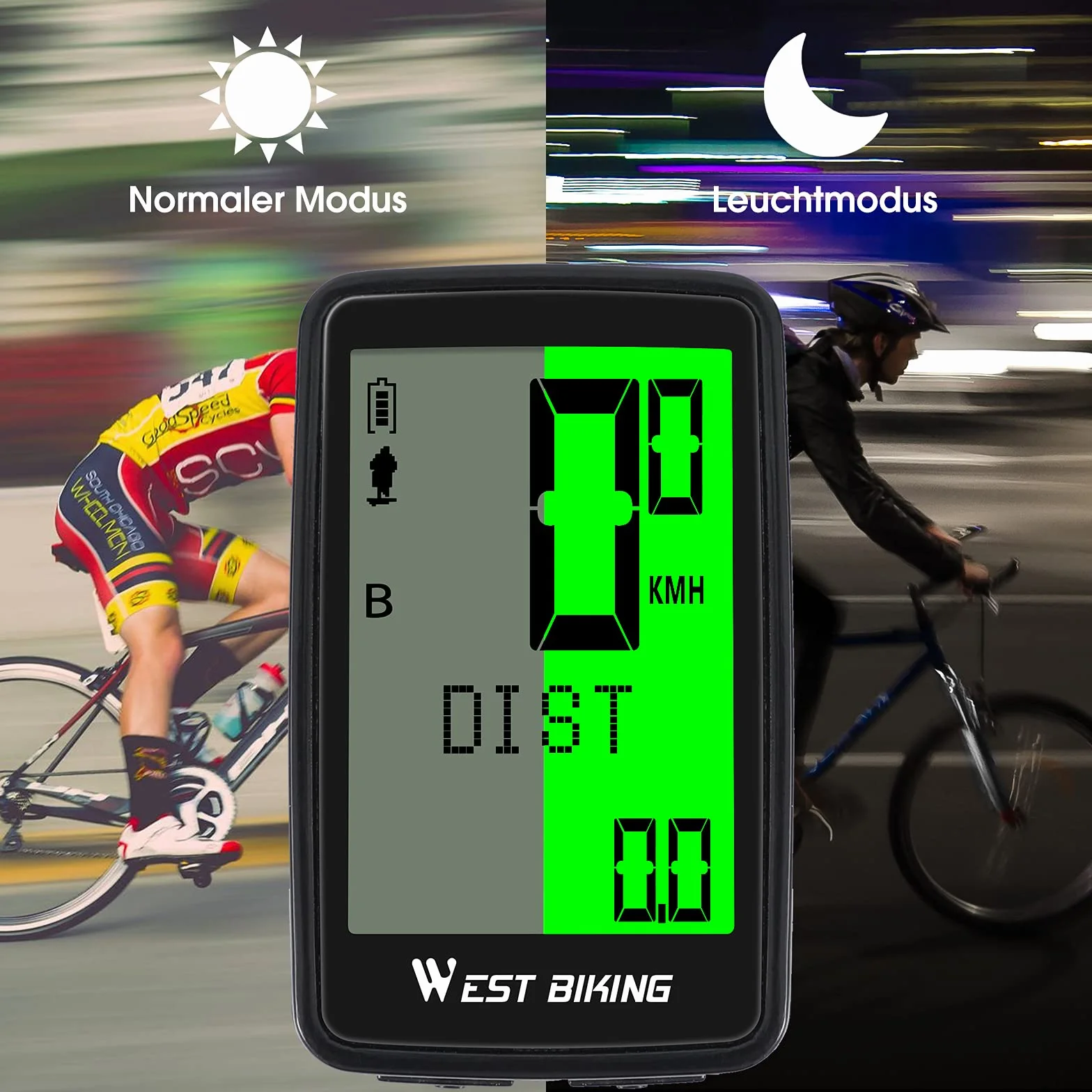 Cuenta Kilómetros Bicicleta Inalámbrico con Pantalla LCD IPX7 USB Carga Ciclocomputador