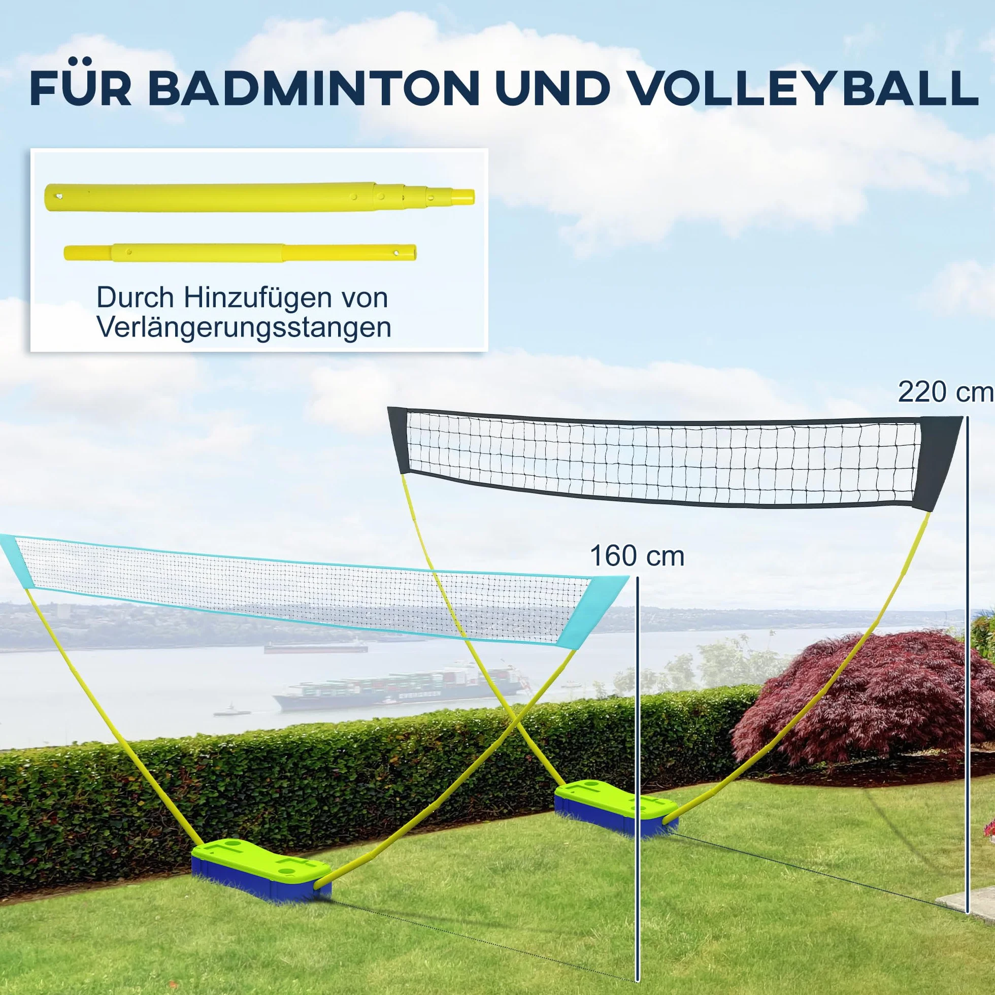 SPORTNOW Red de bádminton 2 en 1 de 4 m con Soporte y Bolsa de Transporte