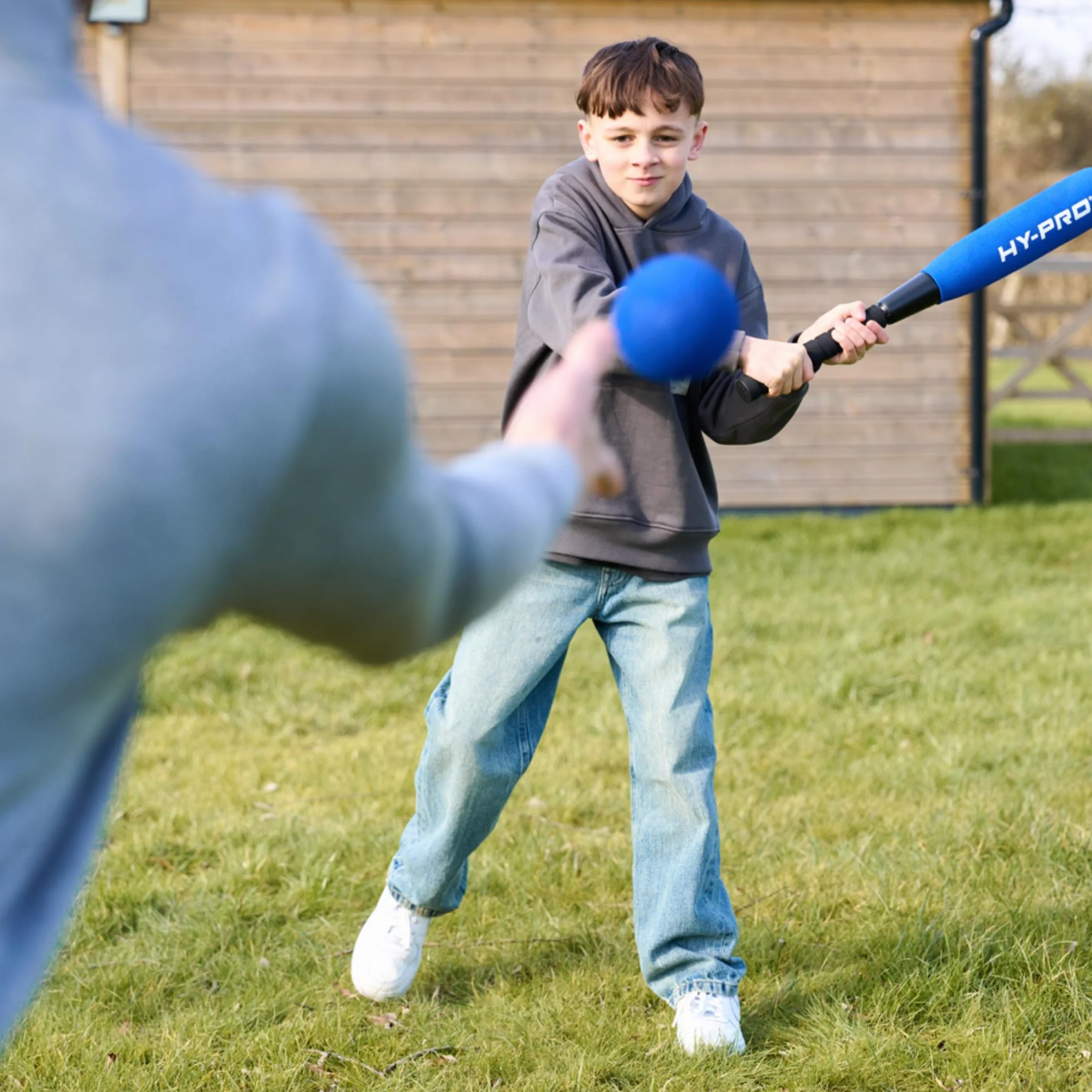 Hy-Pro Juego de bate y pelota de béisbol de espuma, 24 pulgadas, agarre antideslizante, azul