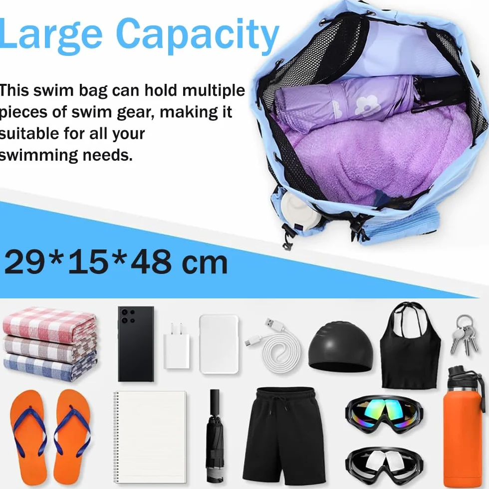 YGCHEN Bolsa de Natación de Malla, Mochila Deportiva Multiusos, Bolsa de Piscina Secado Rápido, Playa, Gimnasio