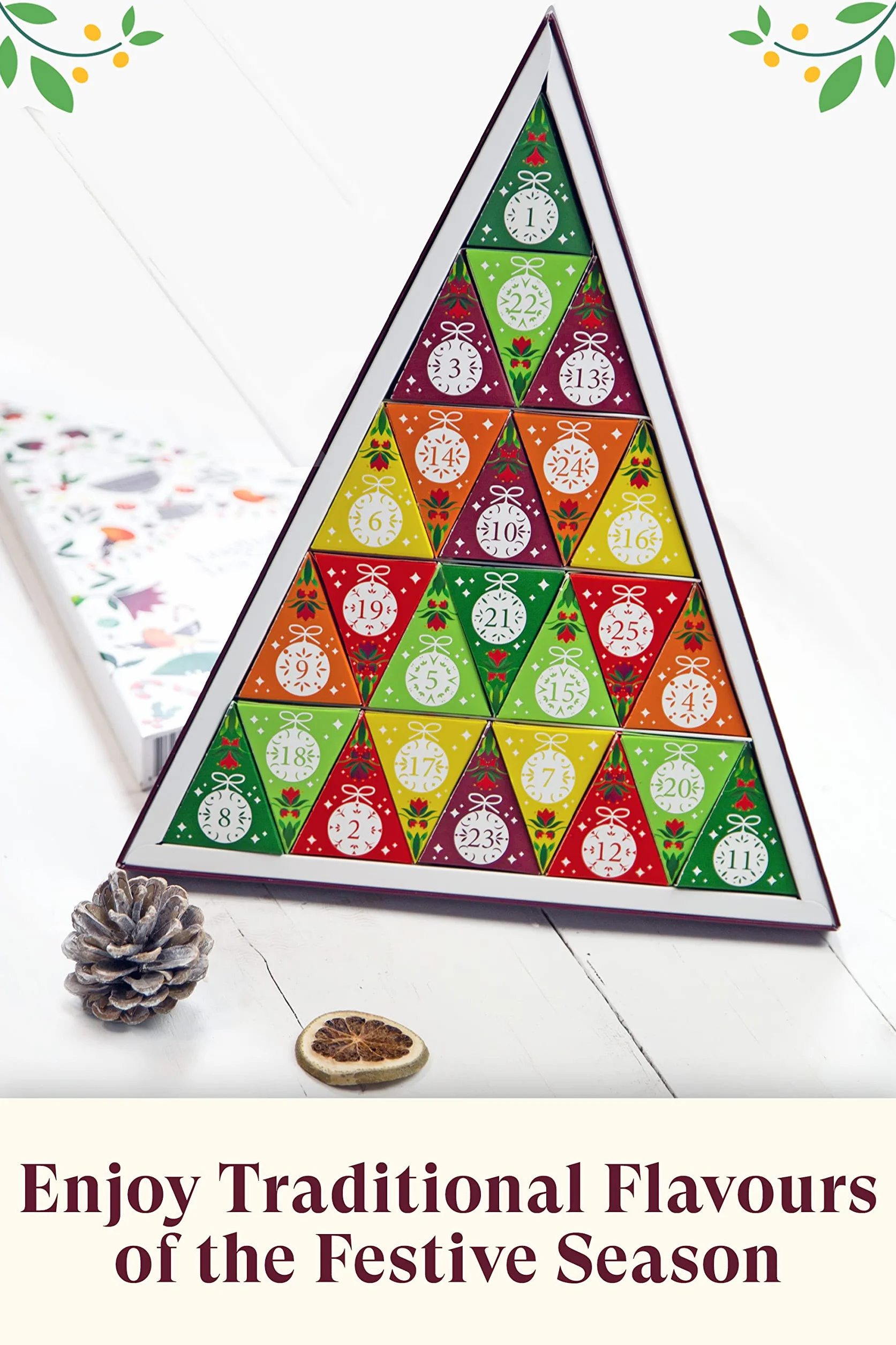 Calendario de Adviento Triángulo 25 bolsitas pirámides de tés e infusiones orgánicas - English Tea Shop
