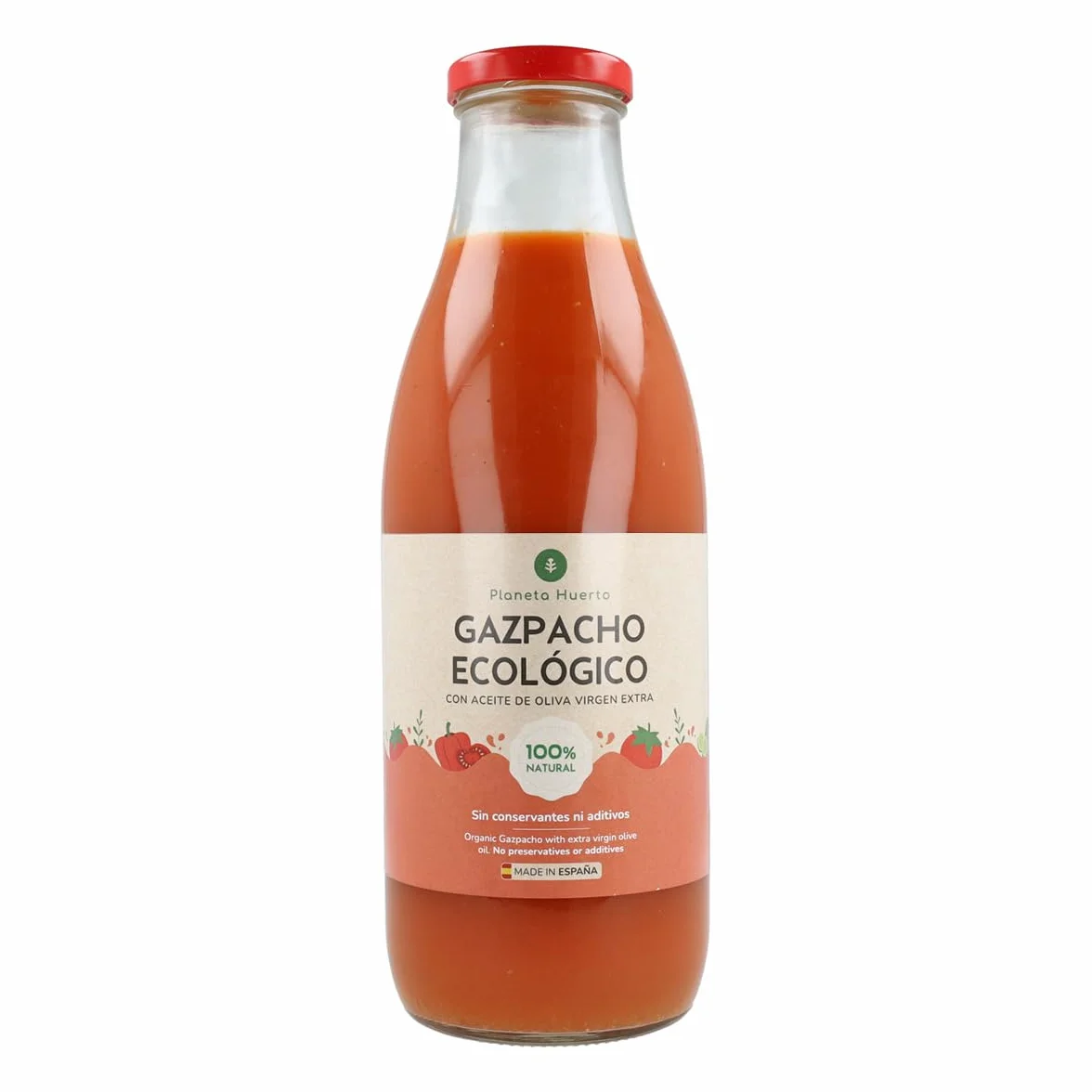 PLANETA HUERTO Pack 6x Gazpacho Tradicional Ecológico 1L – Gazpacho andaluz con AOVE bajo en calorías
