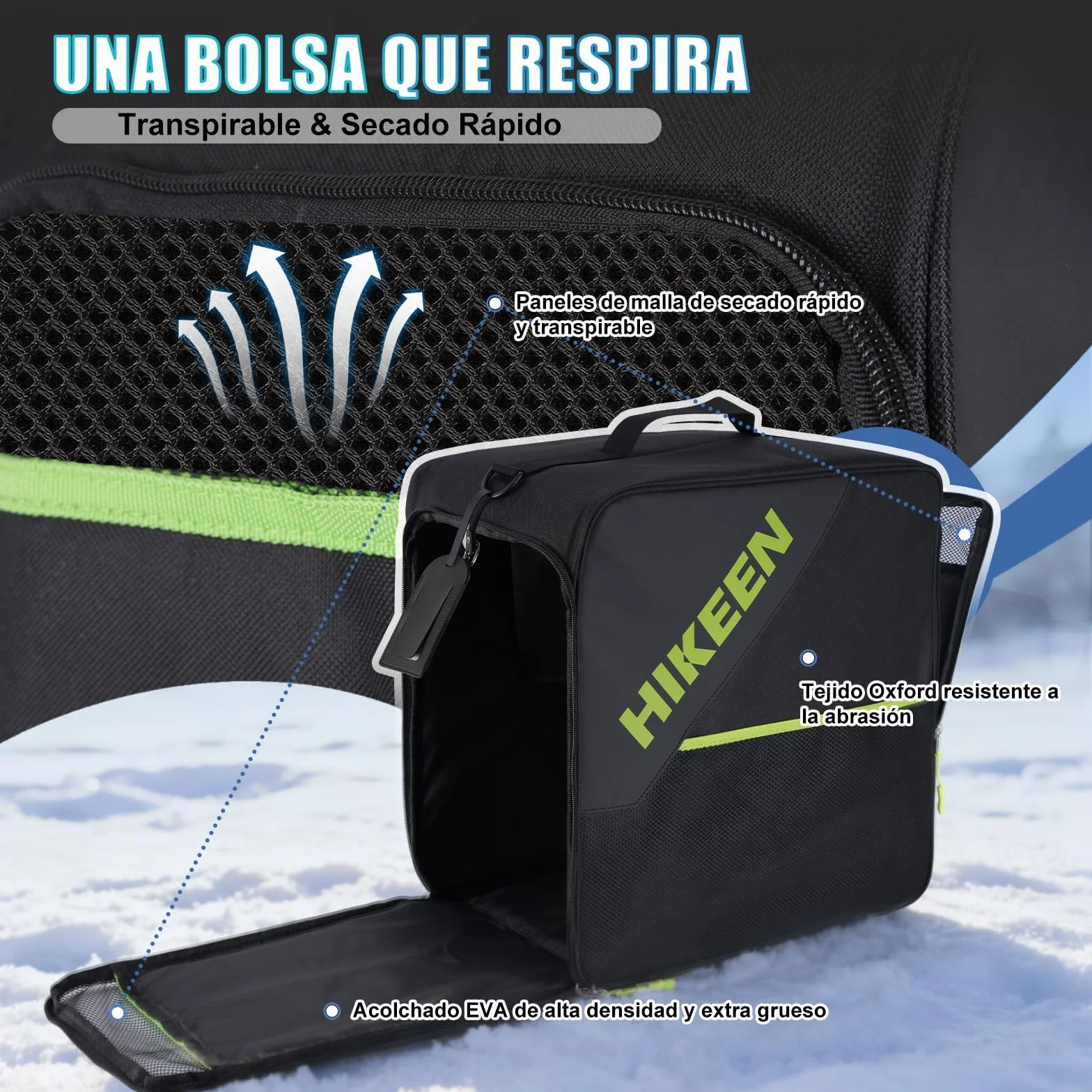 Bolsa Botas Esqui con Sistema Ventilación de Malla y Refuerzo EVA 40L