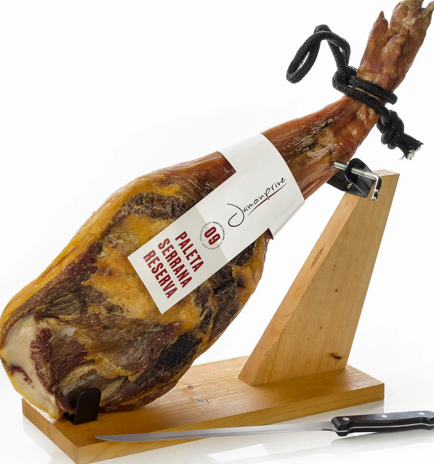 Paleta de Jamón Serrano Semideshuesada 4-4.5 Kg + Jamonero + Cuchillo - Paletilla Serrana