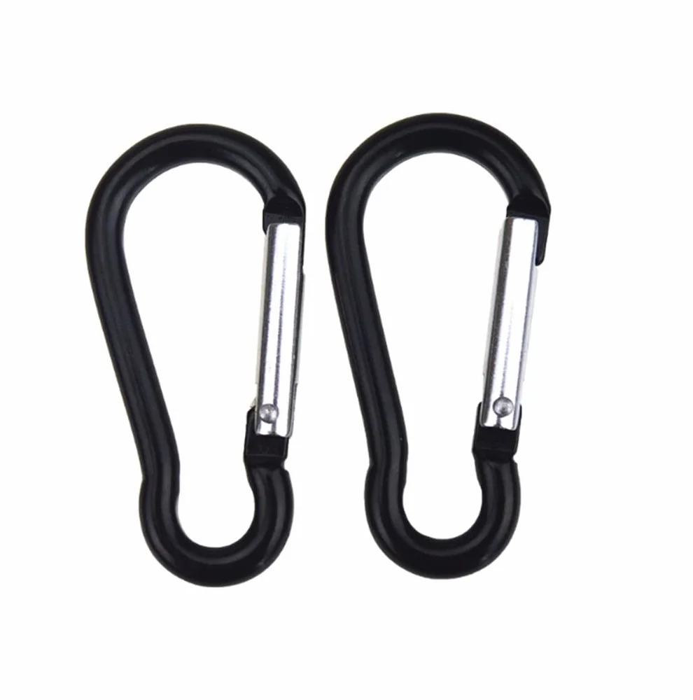 Mosquetón de aleación de aluminio negro 100 unidades mini llaveros para camping