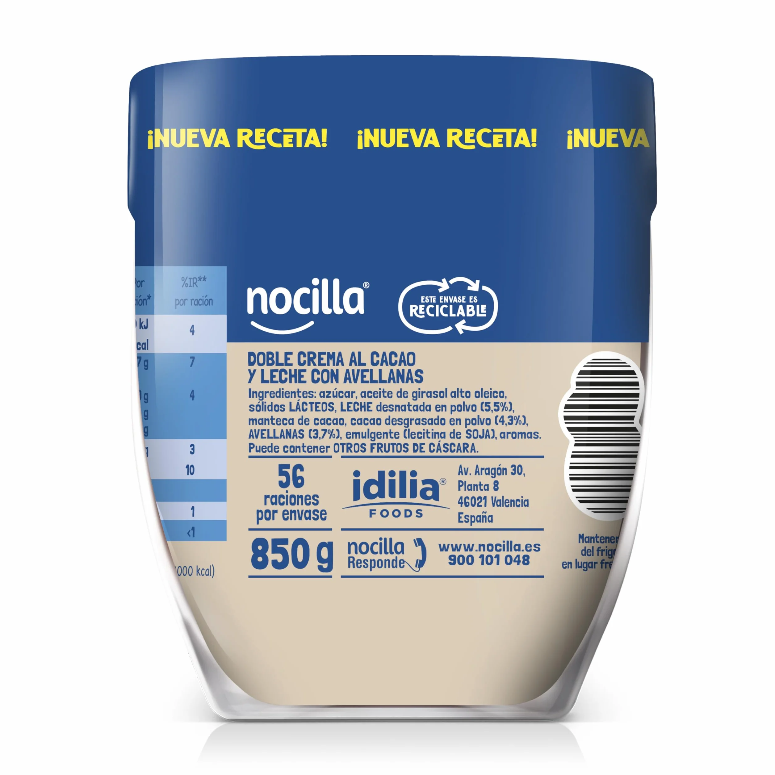 Nocilla, ChocoMix, Doble Crema al Cacao y Leche con Avellanas, Sin Aceite de Palma - Formato Ahorro - 850g
