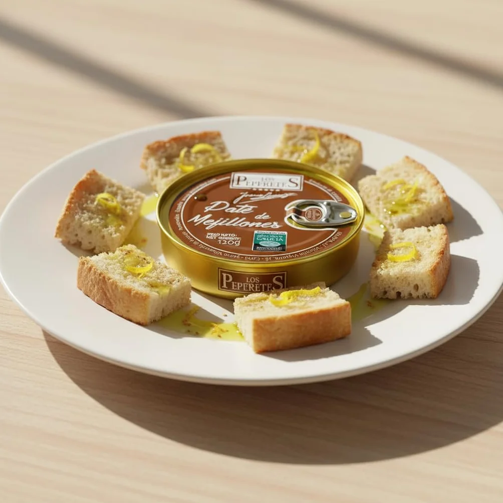 LOS PEPERETES x3 Lata Paté de Mejillones 85 g | Marisco Gourmet Gallego | Pate Artesanal con Mejillones de las Rías Gallegas | Untable Gourmet Natural | Sabor Tradicional de Galicia
