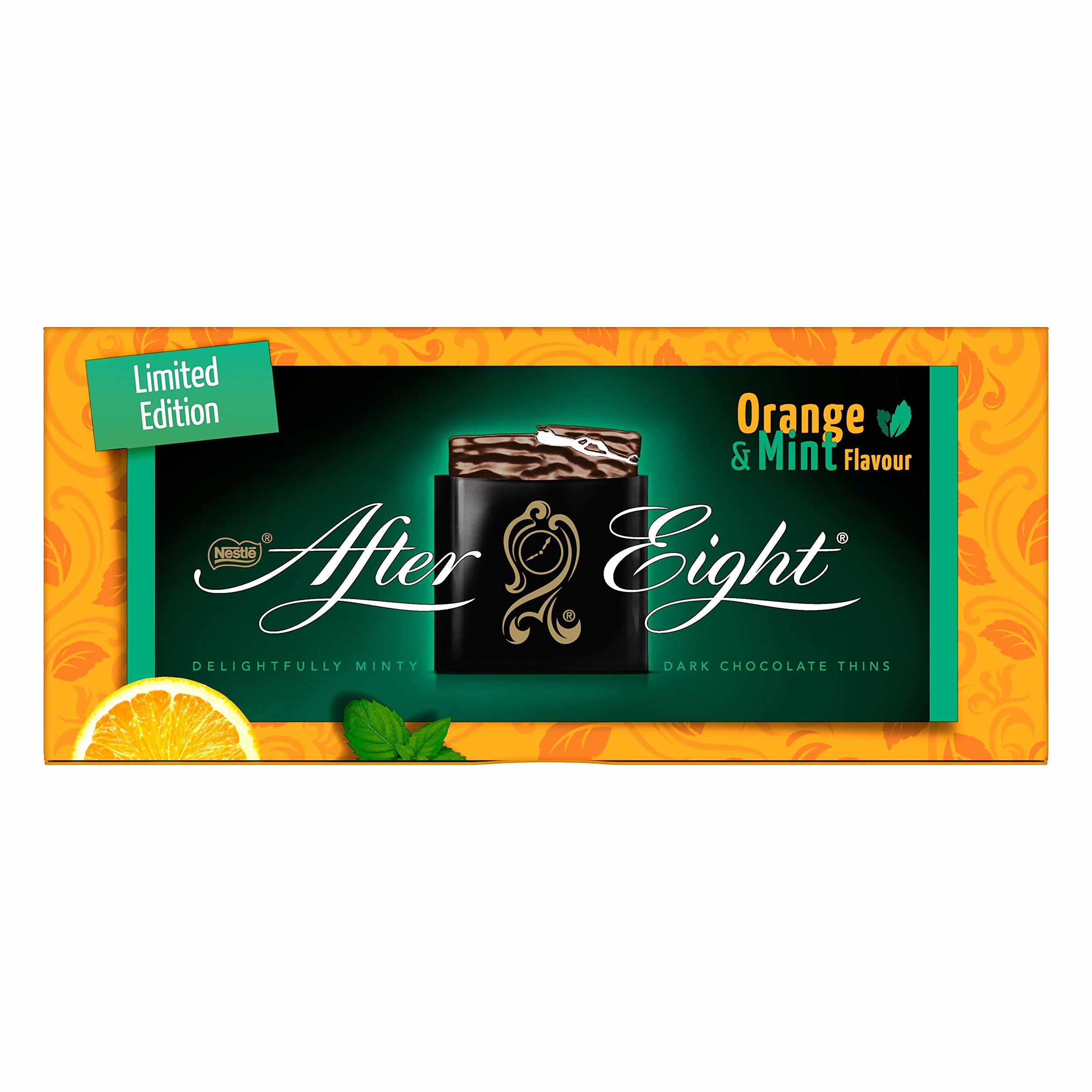 After Eight Láminas de Chocolate Negro con Interior de Menta y Naranja, 200g