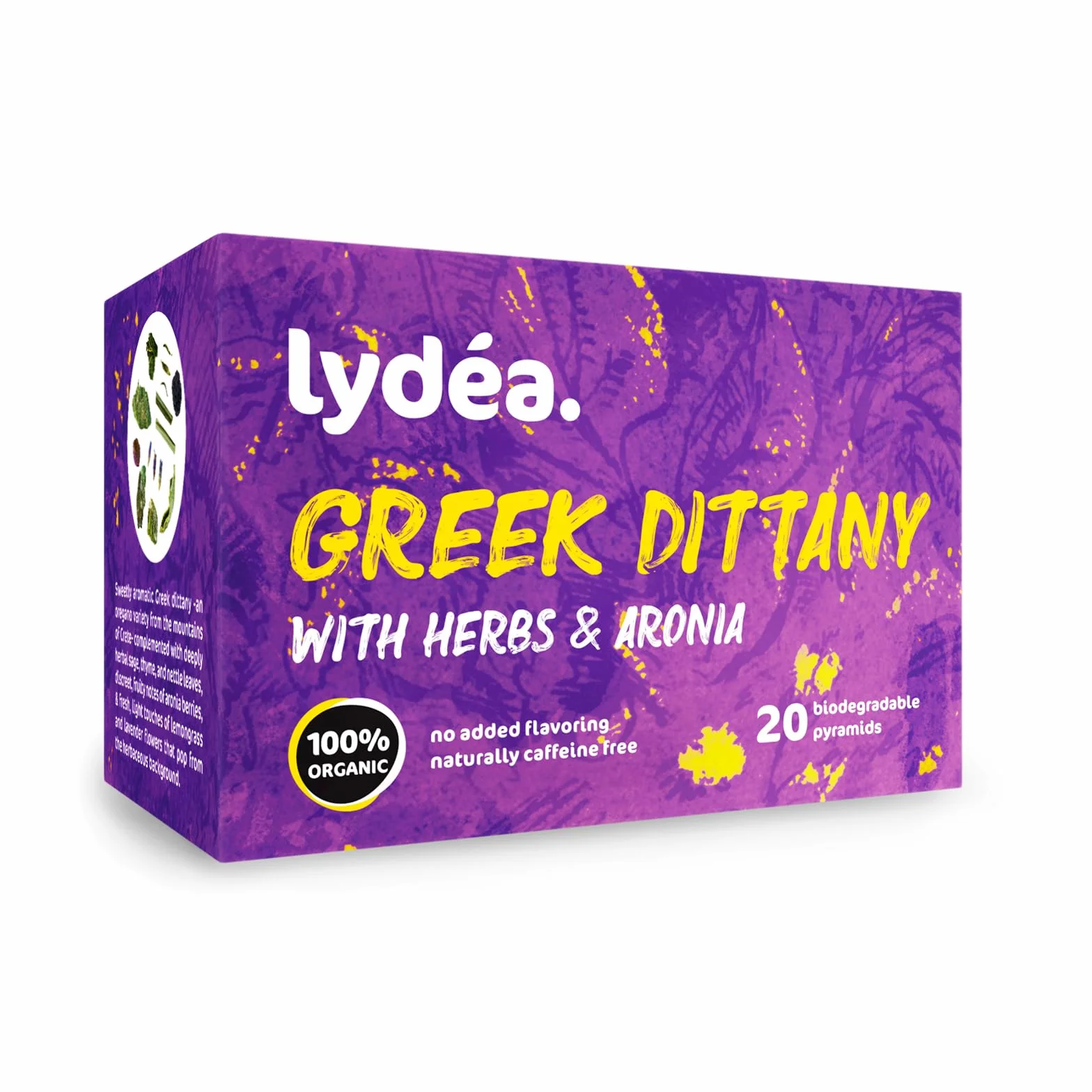lydéa Lydea - Té de hierbas orgánicas, Dittany griego con hierbas y aroma, 60 pirámides, paquete de 3 [3 x 20 pirámides]