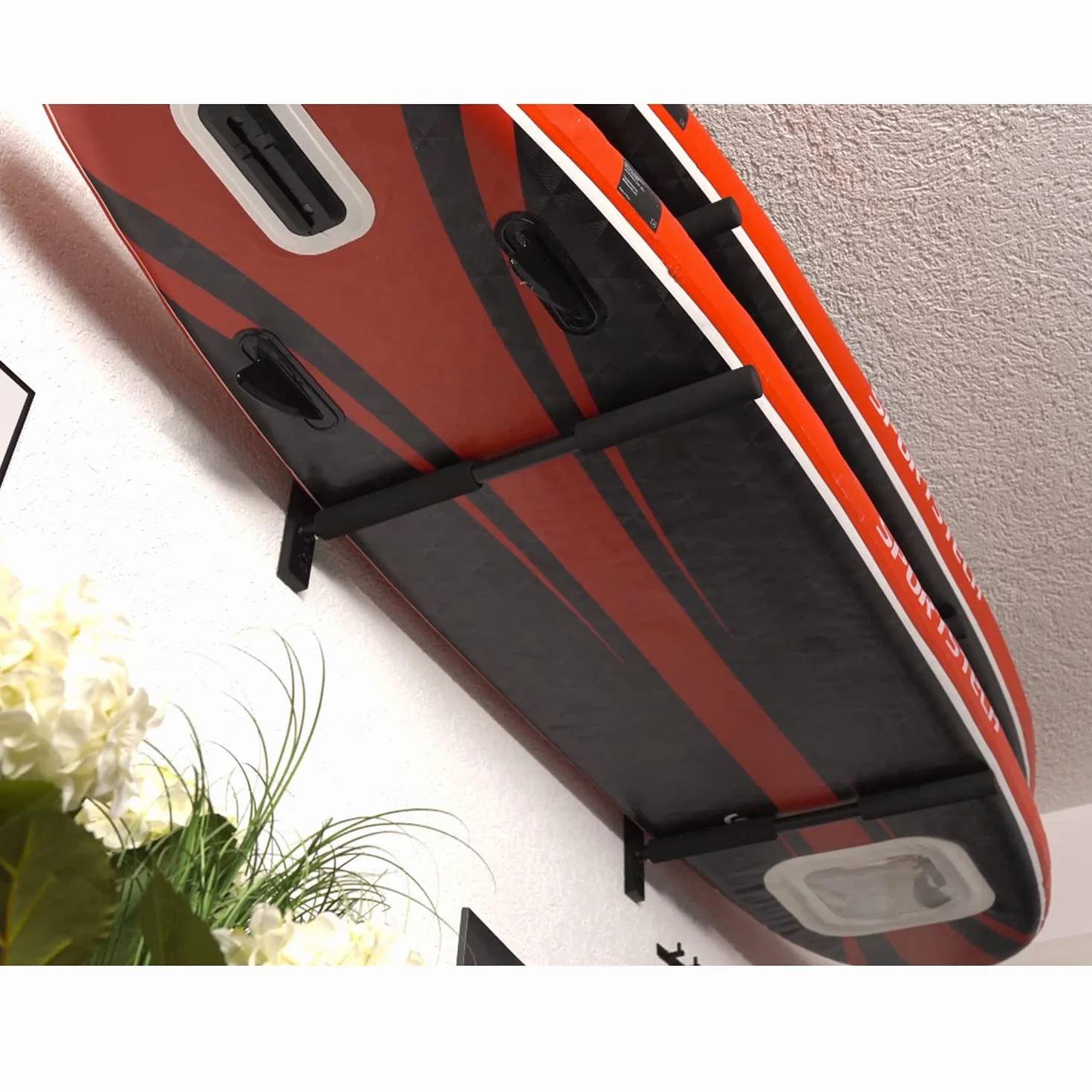 4boarder® Soporte de pared para 2 tablas de paddleboard surf longboard kayak negro