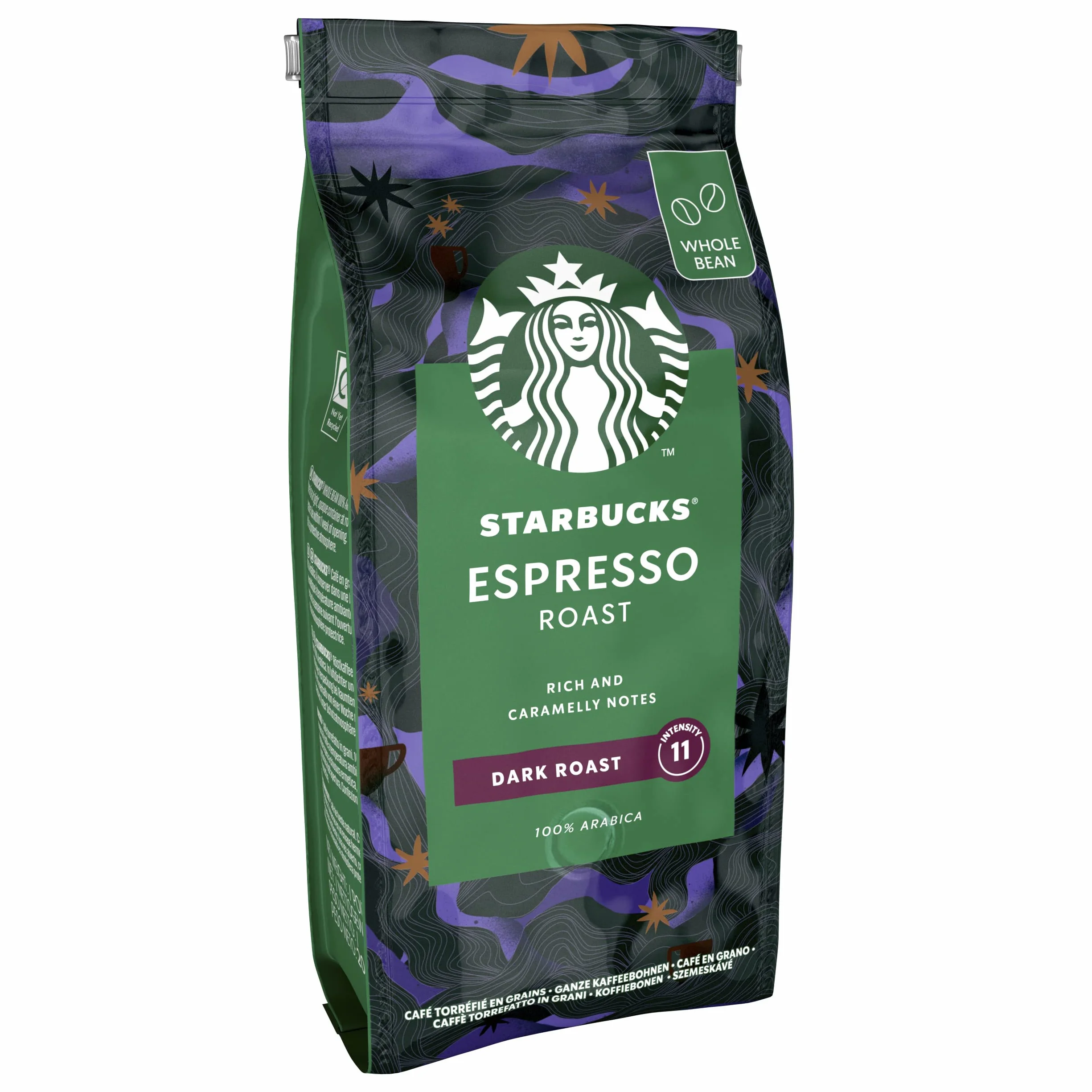 STARBUCKS Espresso Roast Café De Grano Entero De Tostado Intenso, 200g (Paquete de 6)
