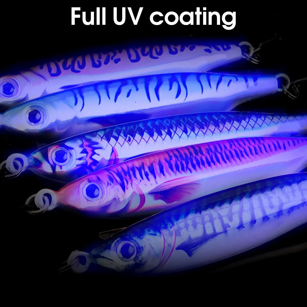 WASAGA Señuelos de Pesca Hundidos Impresión 3D 5 Piezas 20g-80g Cebo Giratorio Metal Duro Agua Salada Dulce Lubina Caballa Jigging
