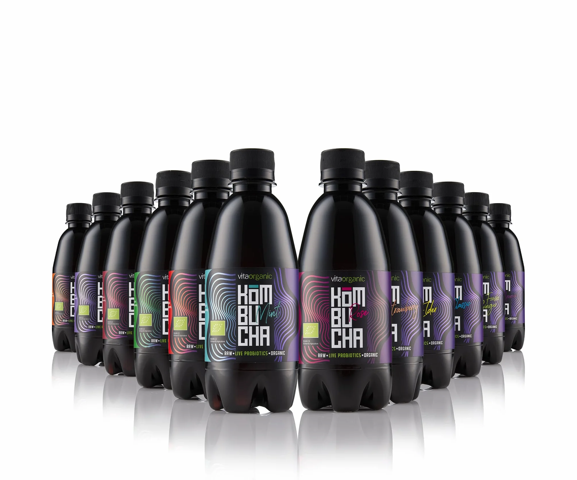 VitaOrganic Té de Kombucha Orgánico 330ml – Té Verde Espumoso con Cultivo de Kombucha Natural Viva – Bebida Fermentada Naturalmente y 100 % Orgánica