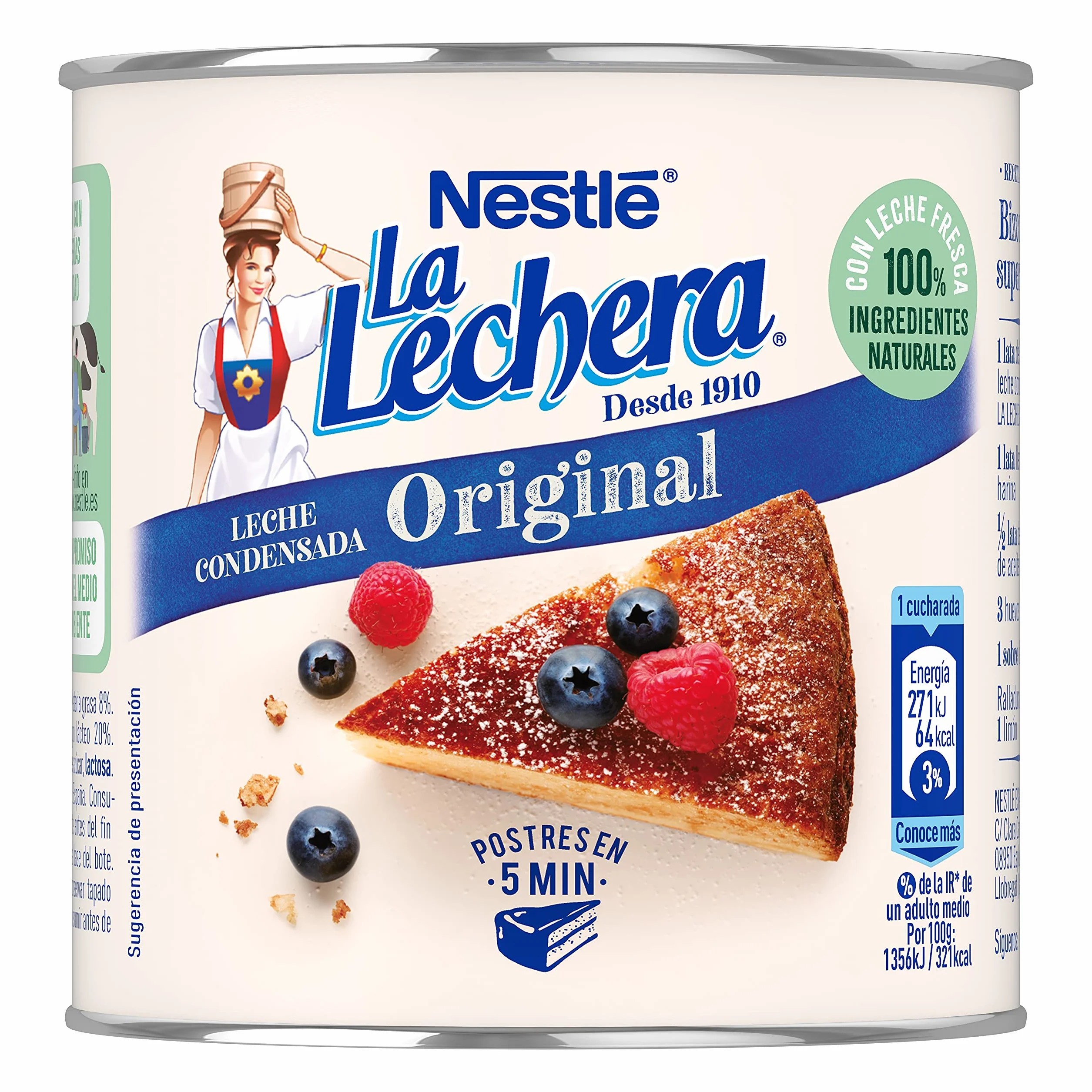 Nestlé La Lechera Leche condensada entera, Lata de 370 gr