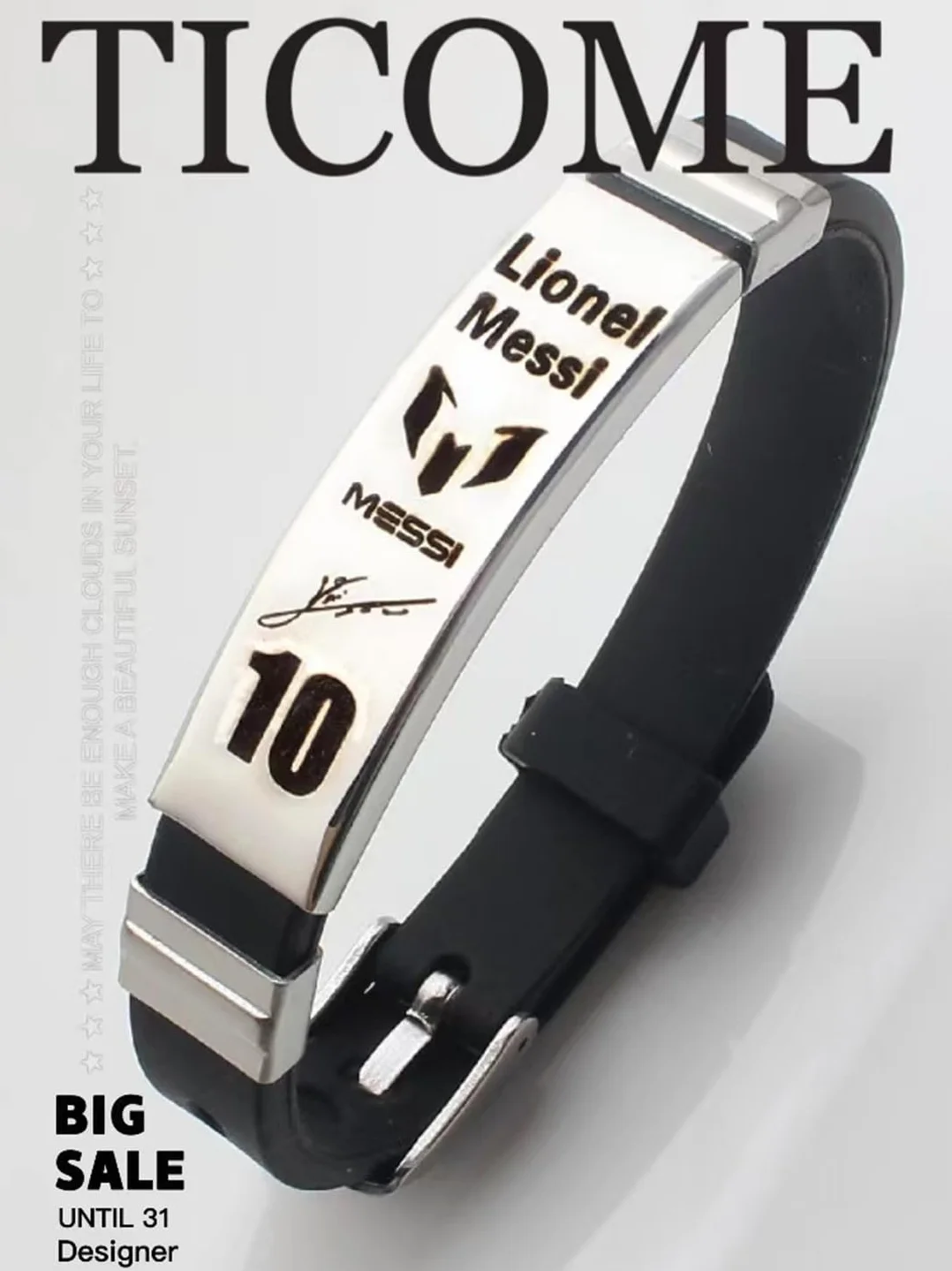 Pulsera personalizada de fútbol Messi10 silicona acero inoxidable regalo fanáticos