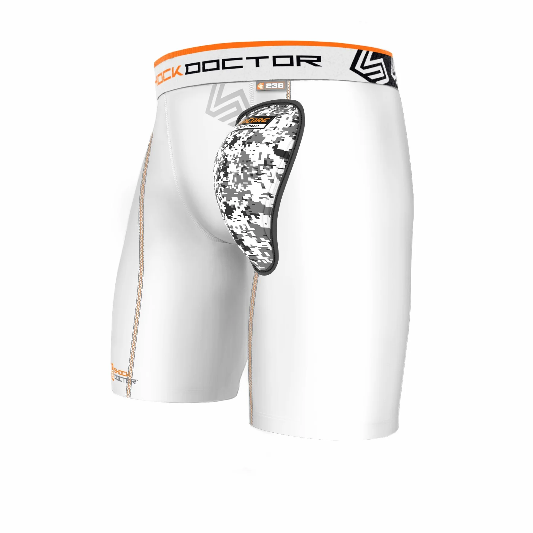 Shock Doctor Pantalones cortos de compresión con copa suave para cadera, isquiotibiales, glúteos, cuádruple, muslos, ingle