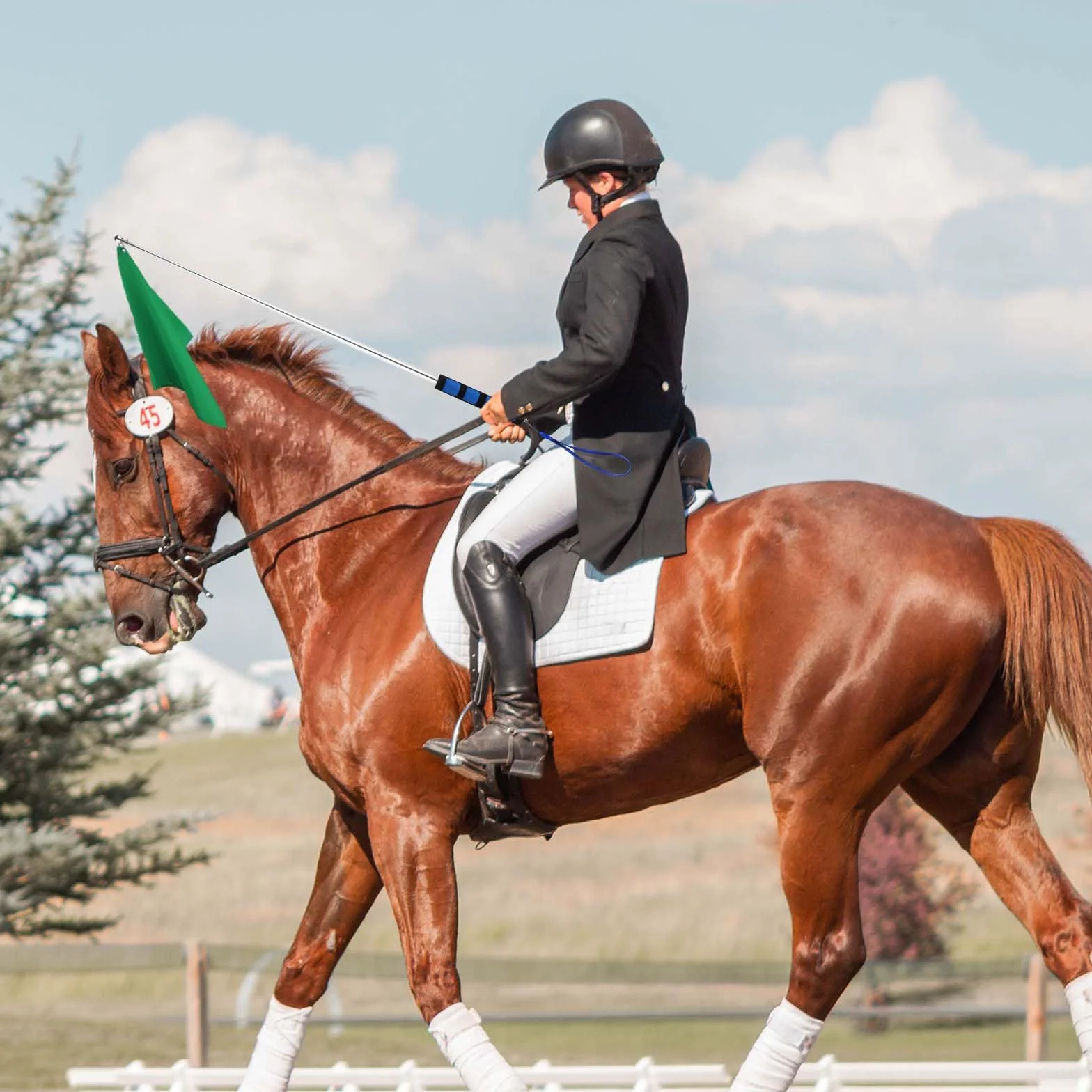 Horse Training Flag, Bandera de Entrenamiento con 1,6m Mástil Telescópico Equipo Entrenamiento Caballos