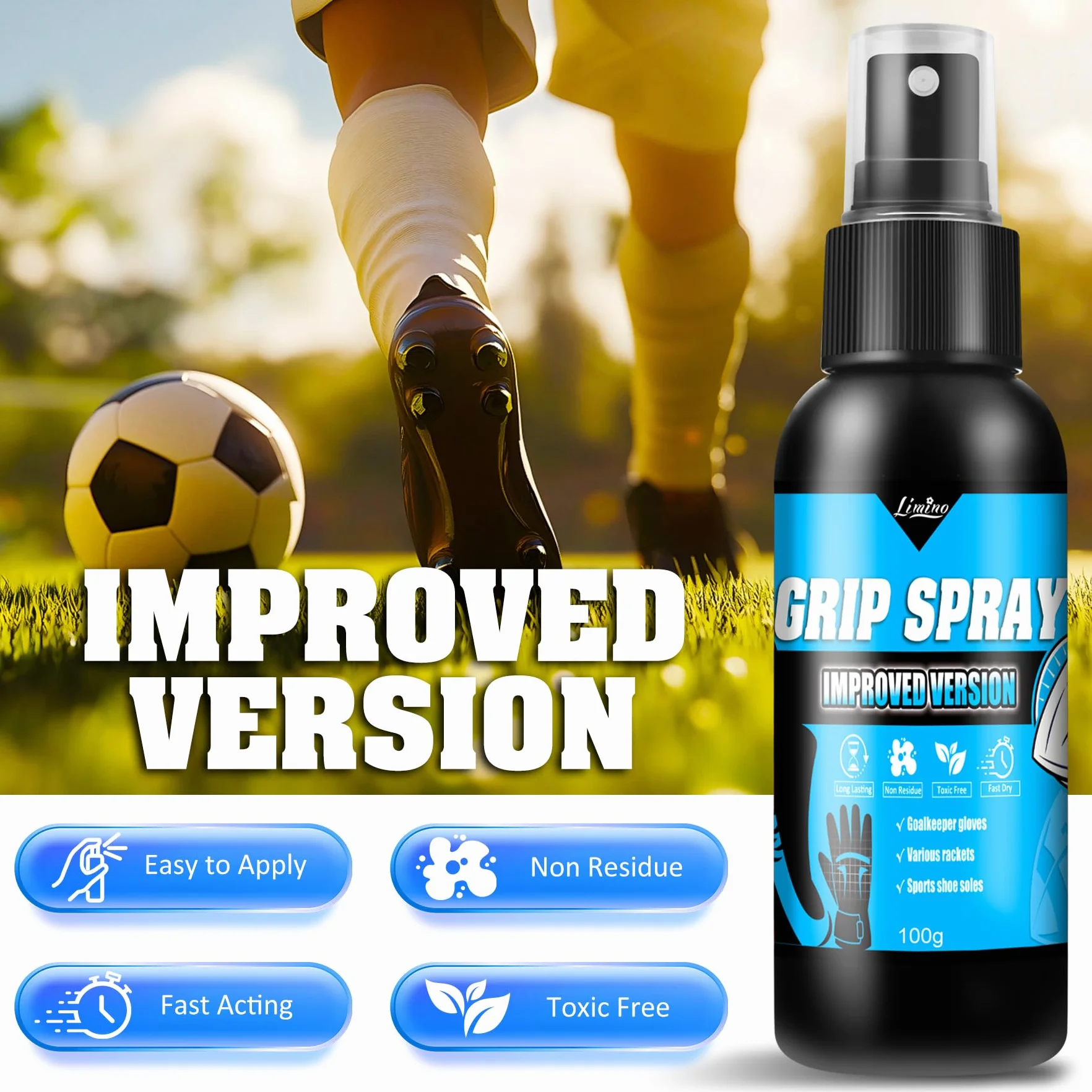 Limino Grip Spray Guantes de Portero en Aerosol 200 g Accesorios Entrenamiento Fútbol Baloncesto Tenis Golf