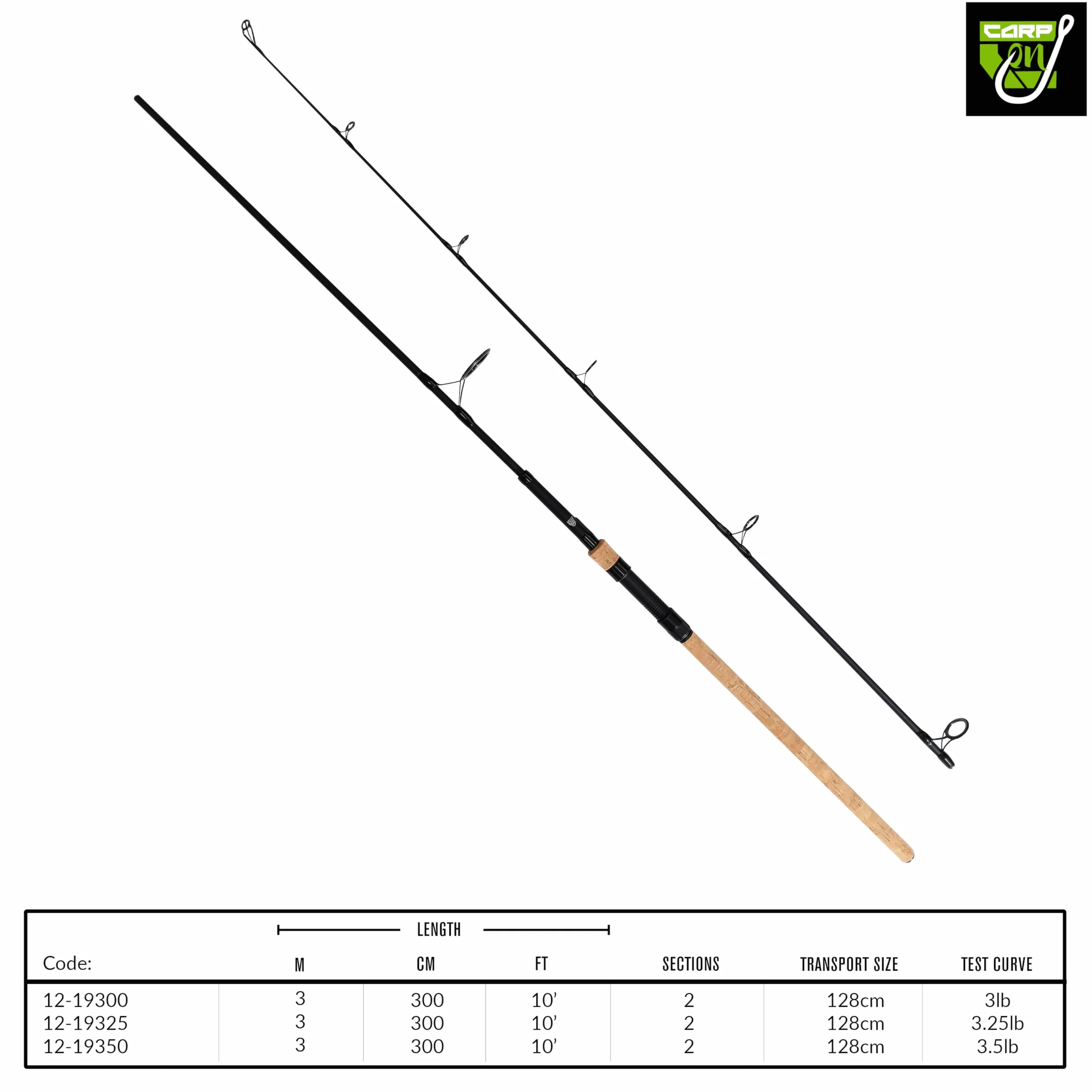 Hotrod 3m 10ft Extender Carp Fishing Rod 2 Piece Part-Tele Full Cork Handle Test Curves 3lb 3.25lb 3.50lbs Ultra Light High Grade Korean Carbon