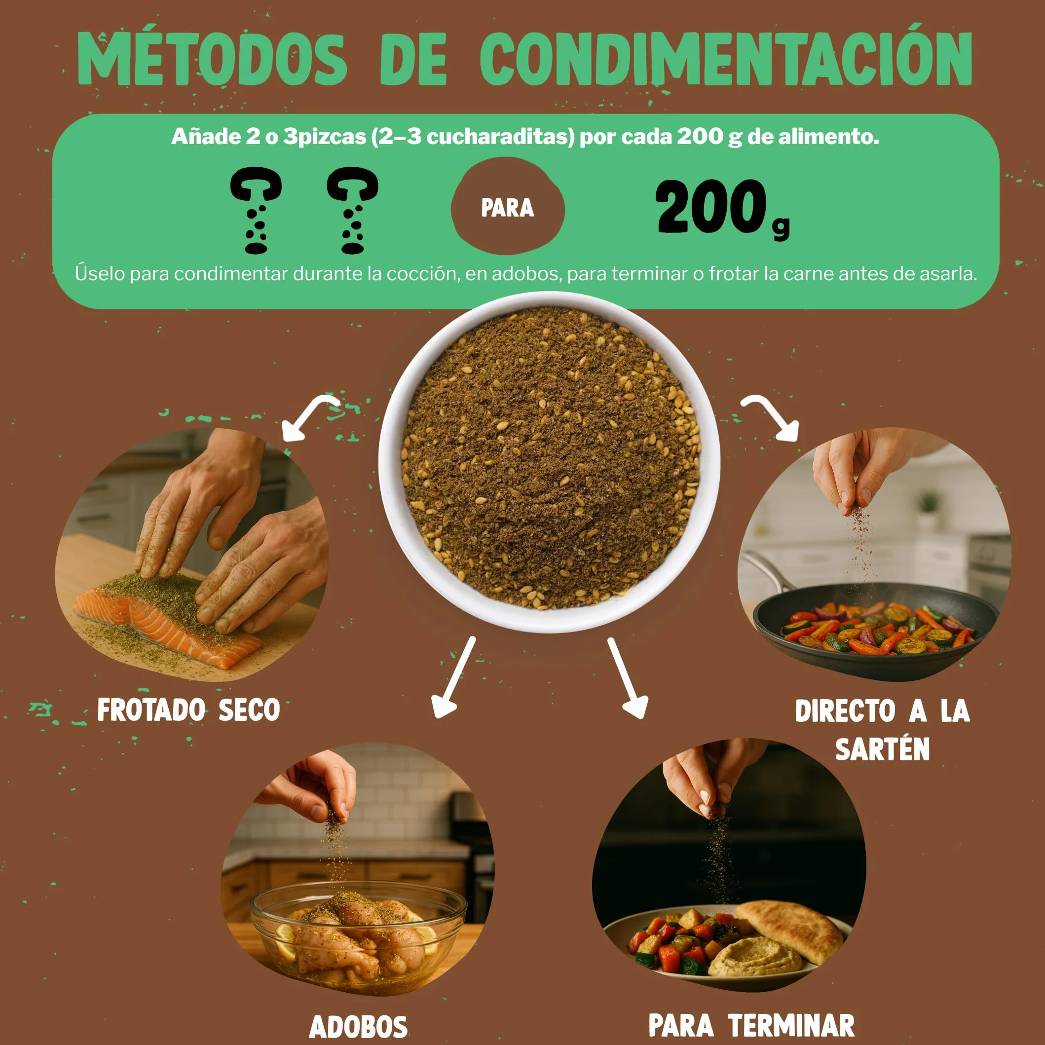 THE PINCH Zaatar Sazonador Árabe 100% natural - Sabor Auténtico del Líbano, con sumac. Fácil de usar en ensaladas, verduras asadas, hummus, panes y batatas dulces. Paquete 45g.