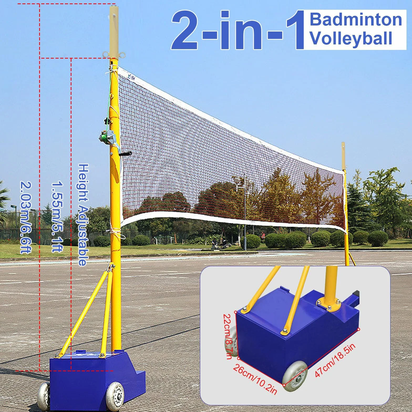Postes de voleibol portátiles para patio trasero con red y bolsa de almacenamiento
