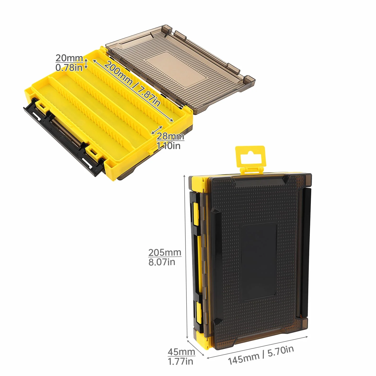 Caja organizadora doble cara para accesorios de pesca 20,5 x 14,5 x 4,5 cm resistente al agua