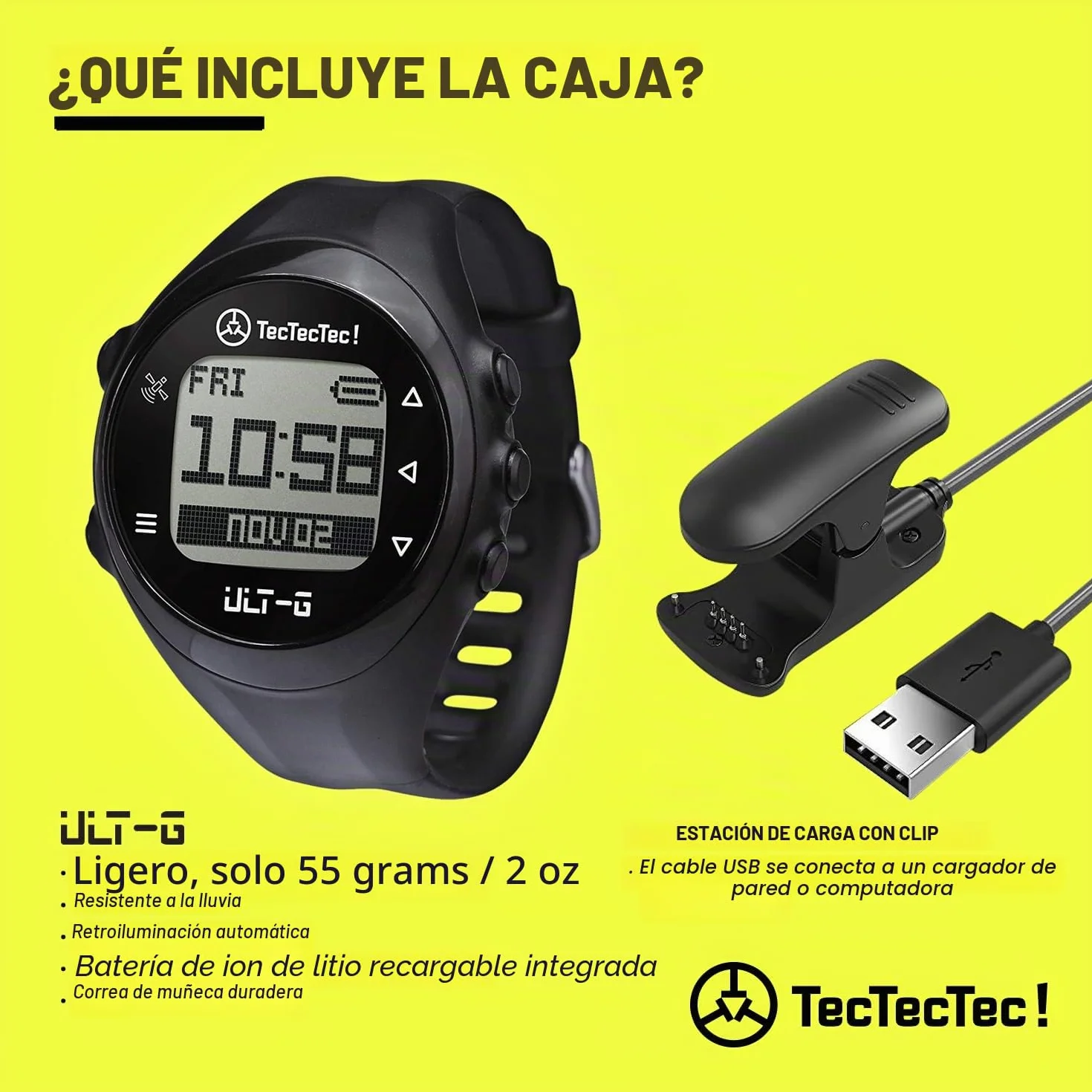 TecTecTec ULT-G Reloj de golf con GPS campos mundiales precargados ligero