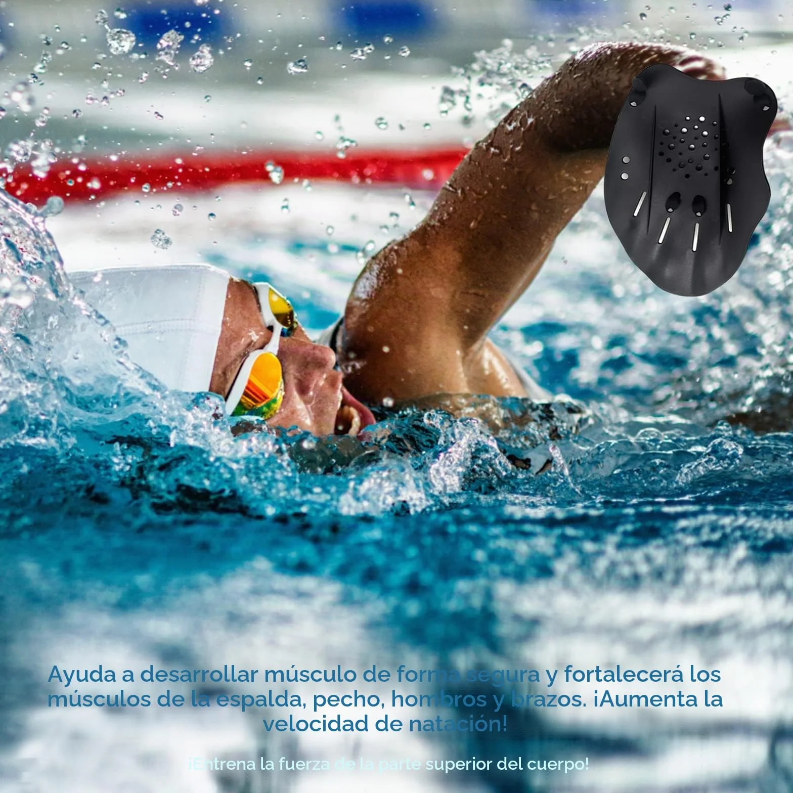 Palas de natación con Correas Ajustables para Entrenamiento de Fuerza - Equipo de Ejercicio de Piscina