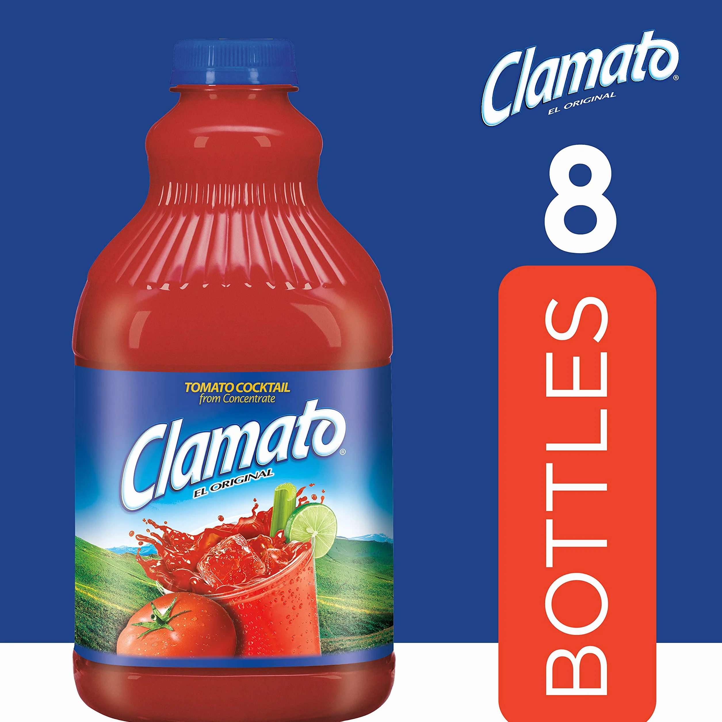 Clamato Jugo de Tomate Mezcla para Cócteles Micheladas Bebida Mexicana Pack de 8 botellas de 1,89 litros