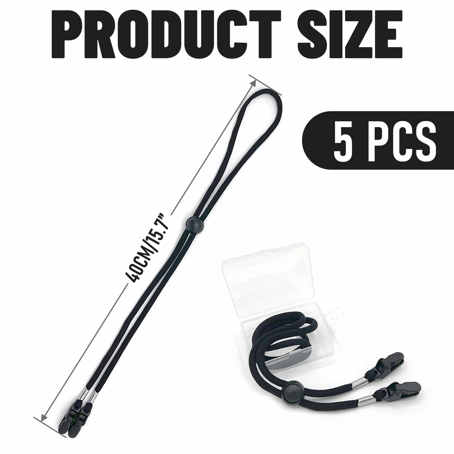 Clips para Sombrero a Prueba de Viento 40cm Negro Cordón Barbilla Camping Pesca