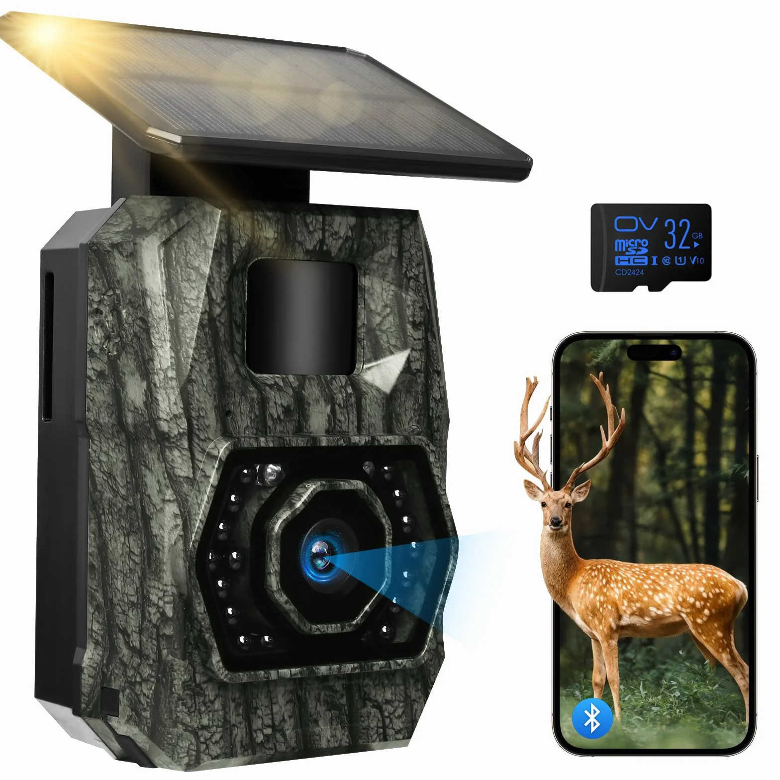 Cámara de Caza Fototrampeo WiFi 48MP Solar Visión Nocturna 5200mAh IP66