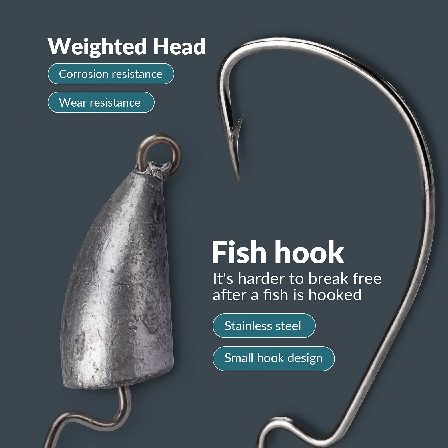 THKFISH Anzuelos con Cabeza de Plomo, Gancho de Cabeza Plomada 5g 7g 10g 14g