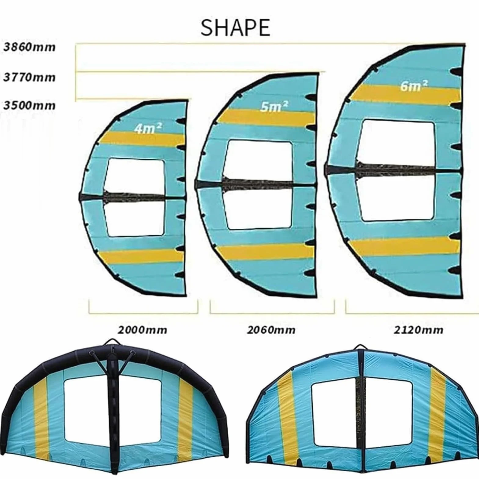 ala Hinchable para Deportes Acuáticos 4㎡ 5㎡ 6㎡ con Ventana, Wing Foil, Kitesurf, Windsurf