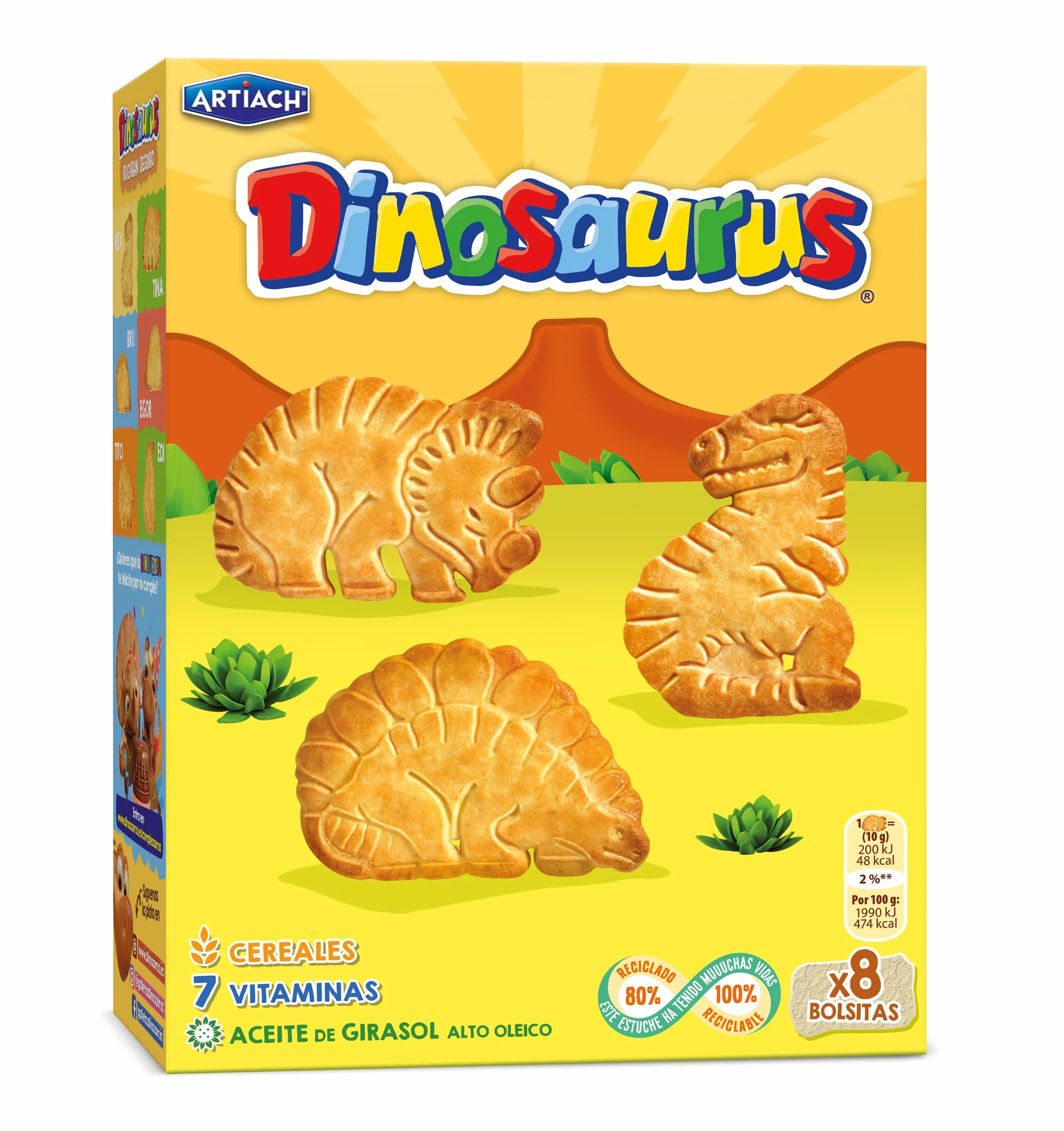 Dinosaurus - Galletas Dinosaurus Original 329g. (Pack de 12). Total 3,95kg.