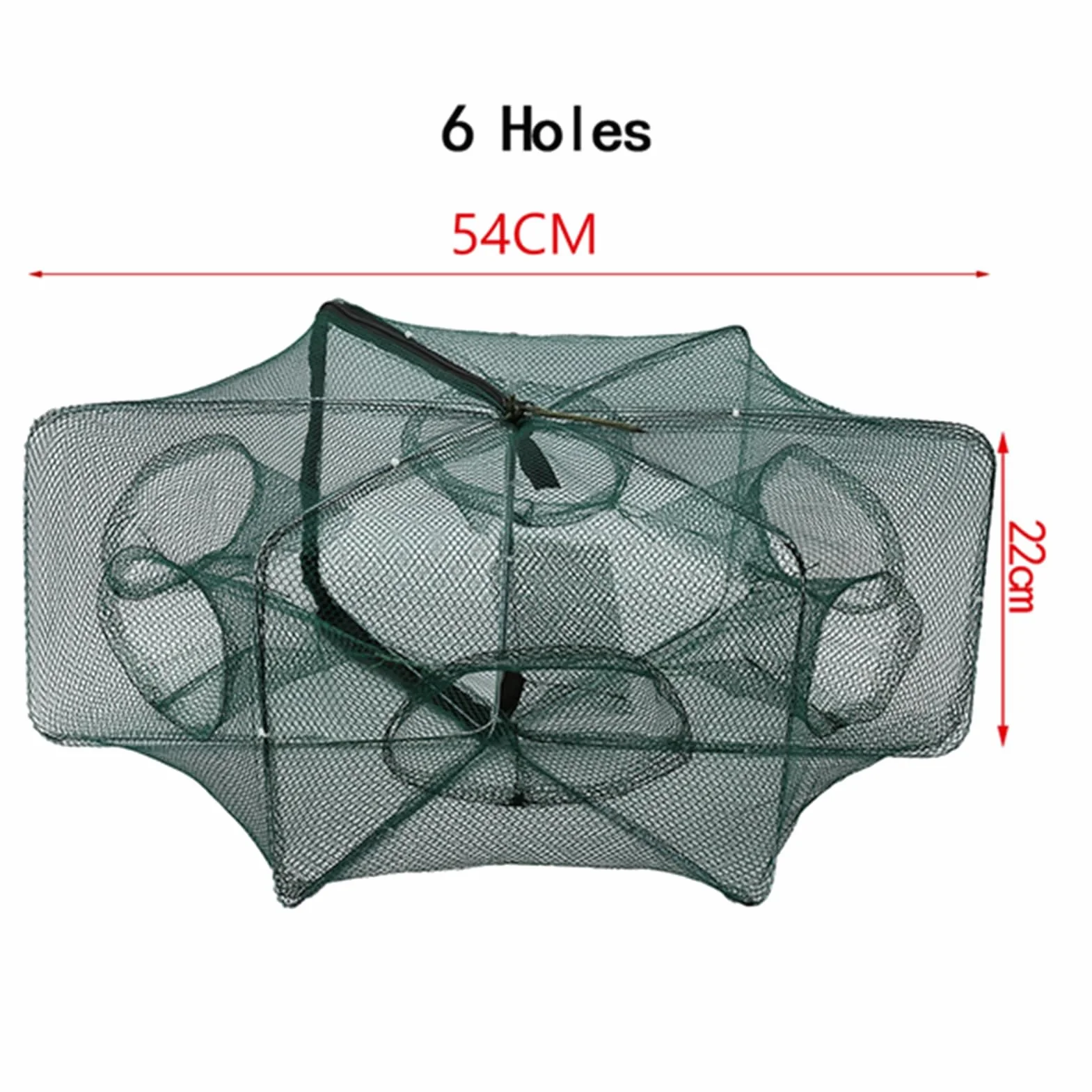 Red de Trampas para Cebo de Pesca Automática 6/12 Agujeros Nylon Plegable Jaula para Camarones Cangrejo