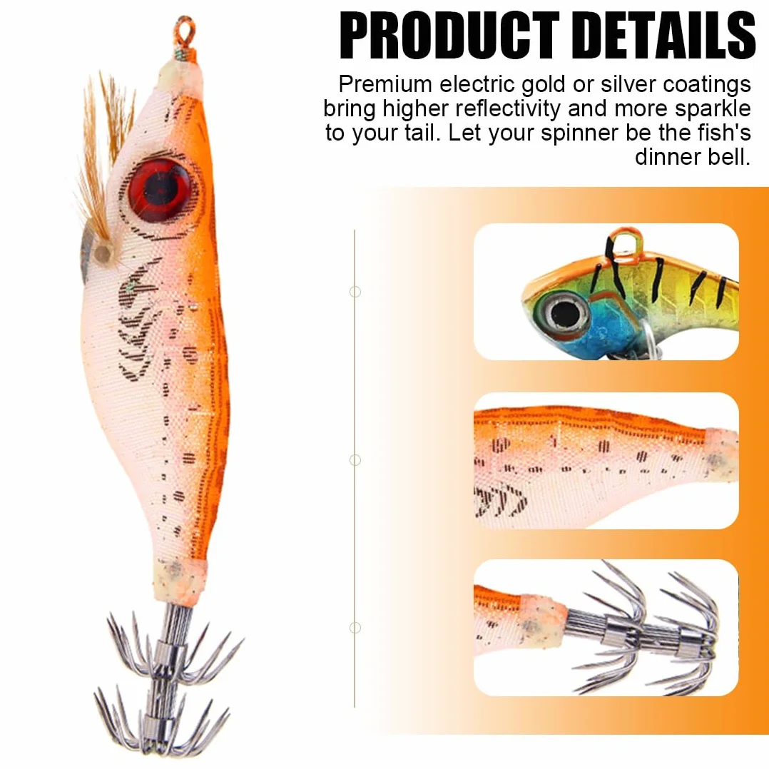 Señuelos de Pesca Artificial Calamar 4 Piezas Kit Cebo Duro Hundimiento Profundo