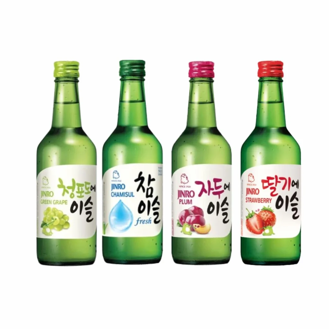 Wondermarket. Soju Bebidas Coreanas Chamisul, Uva, Fresa y Ciruela Jinro 350ml x4
