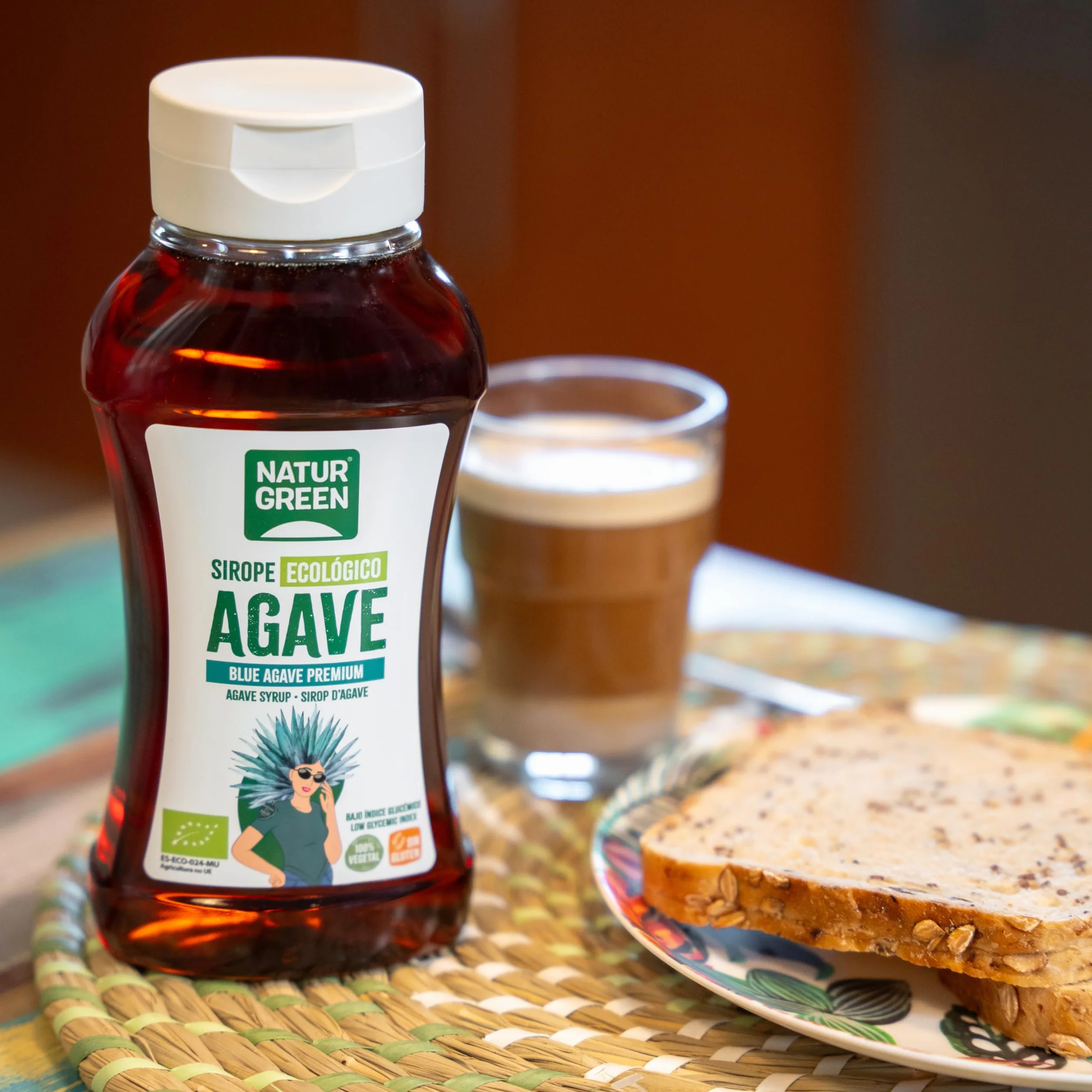 NaturGreen - Sirope Agave Bio, Endulzante Ecológico, Bajo Índice Glucémico, Apto para Ser Consumido Directamente - 500ml/690g