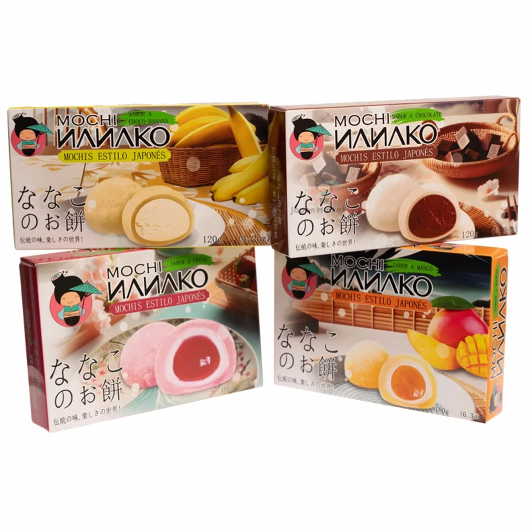 JAPON MARKET Pack 4 Mochis Japoneses: 2 de Mango y 2 de Chocolate - Dulce Asiático, Postre Exótico - 600g - Caja de Chuches Japonesas