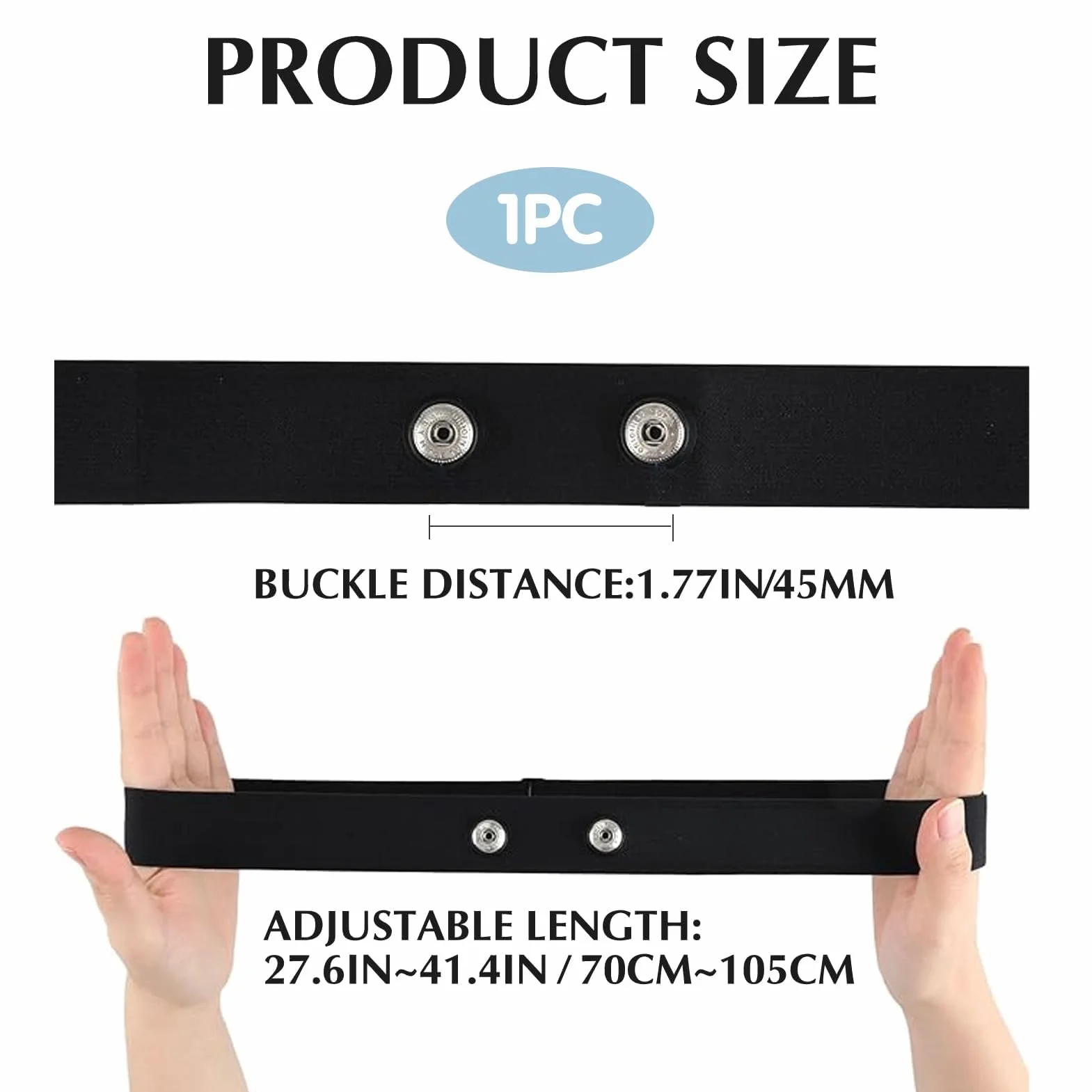 Cinturón Cardio Ajustable 70–105 cm para Sensor de Frecuencia Cardíaca, Banda Torácica de Repuesto para Deporte