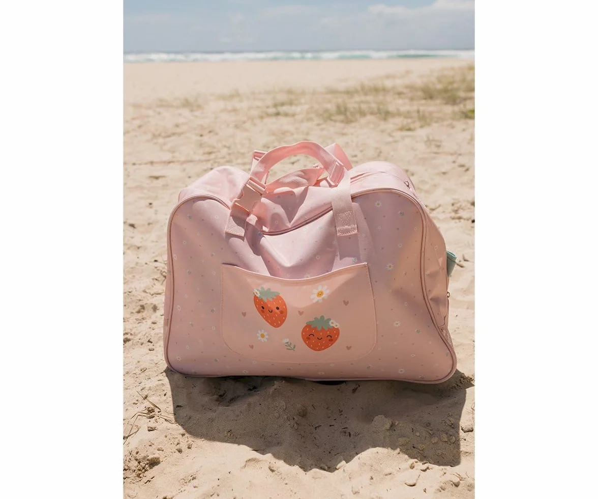 Bolsa de playa de malla antideslizante grande con bolsillo exterior y cremallera